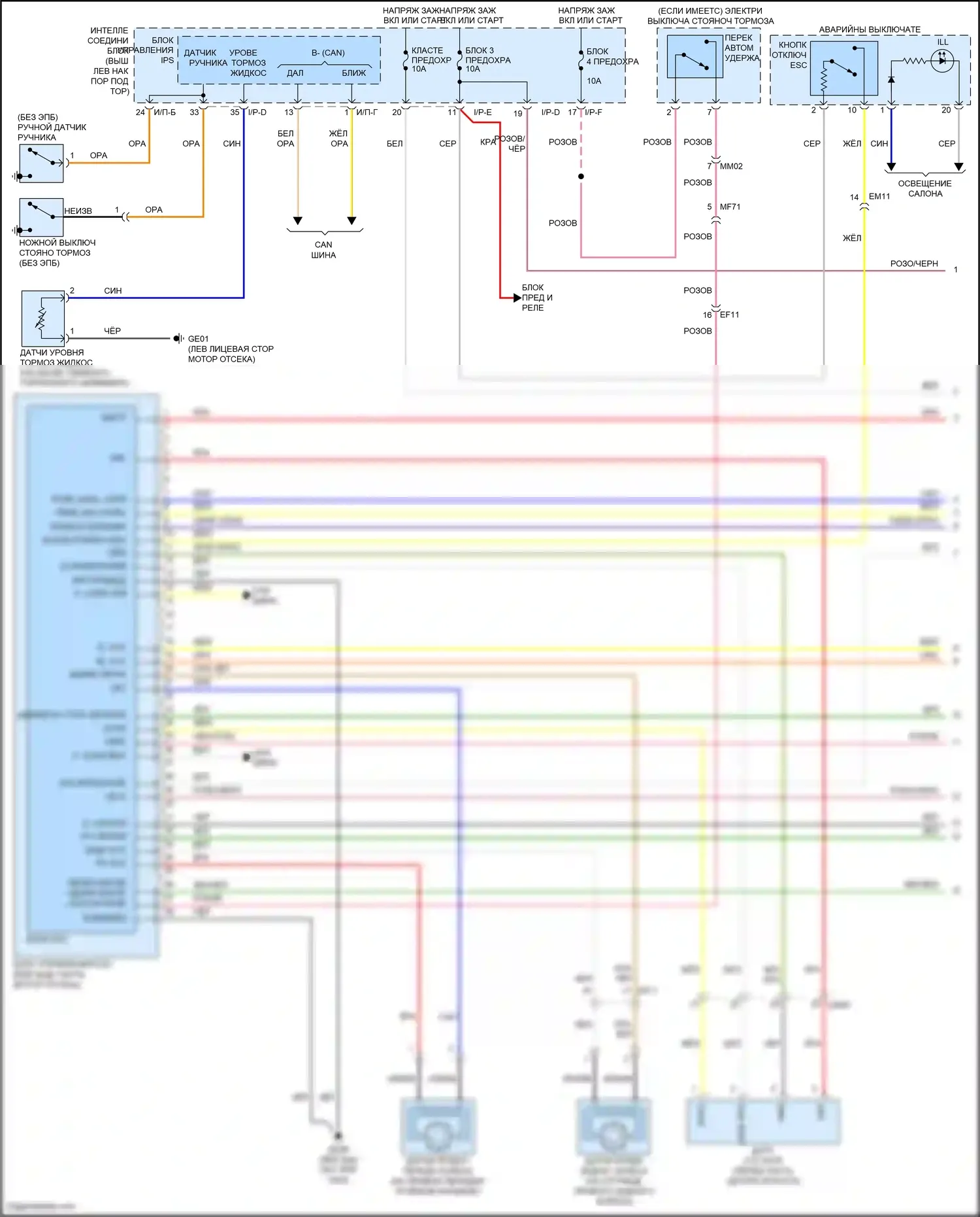 K5 Kia I рестайлинг (2013-2015): Антиблокировочная электросхема тормозов, за исключением гибридных (1 из 2) 