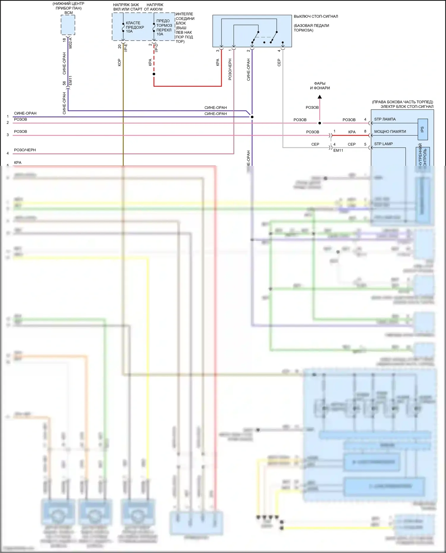 K5 Kia I рестайлинг (2013-2015): Антиблокировочная система abs электросхема соединений, гибридная (2 из 2) 