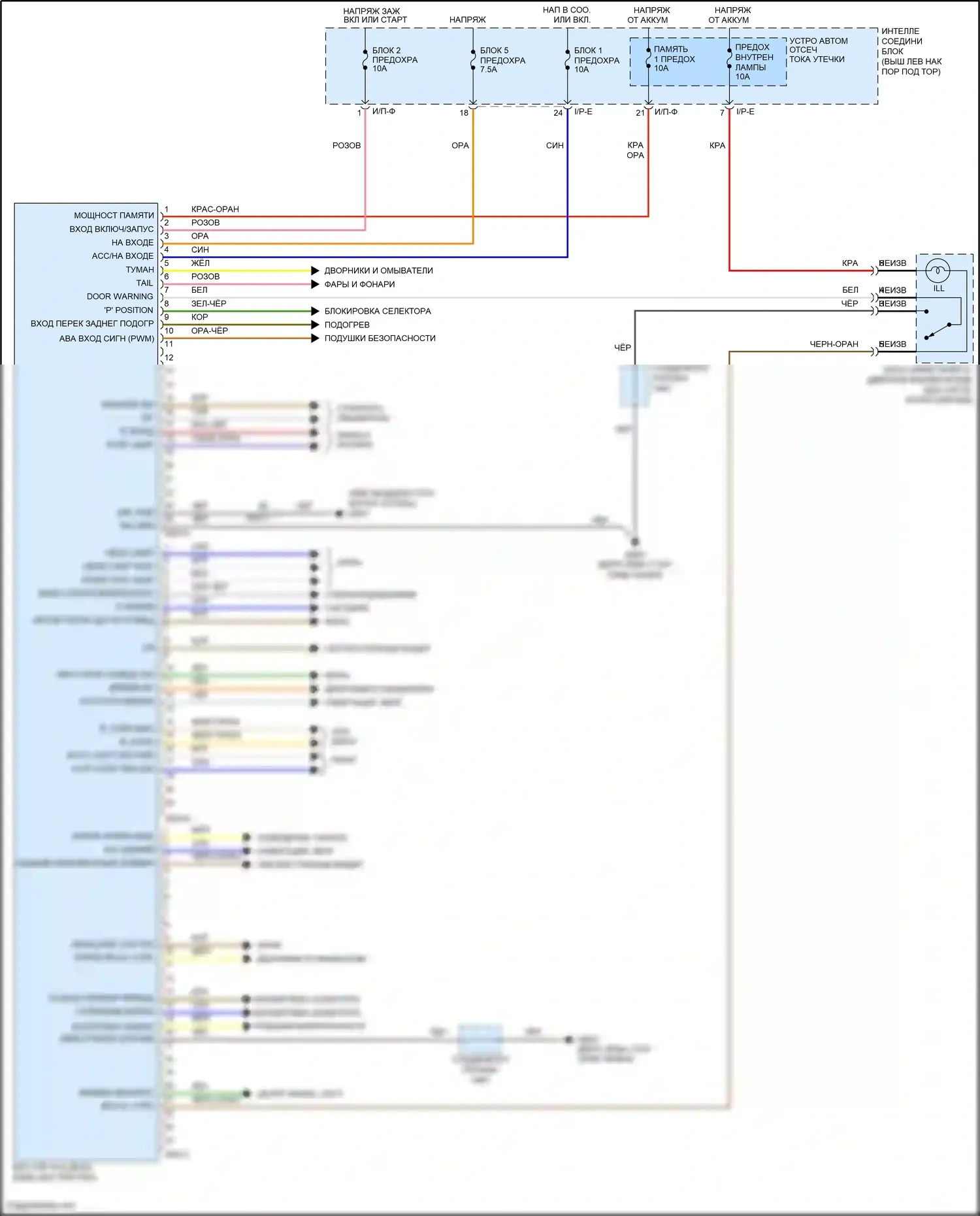 K5 Kia I рестайлинг (2013-2015): Электросхема блока управления кузовом, кроме гибридной 
