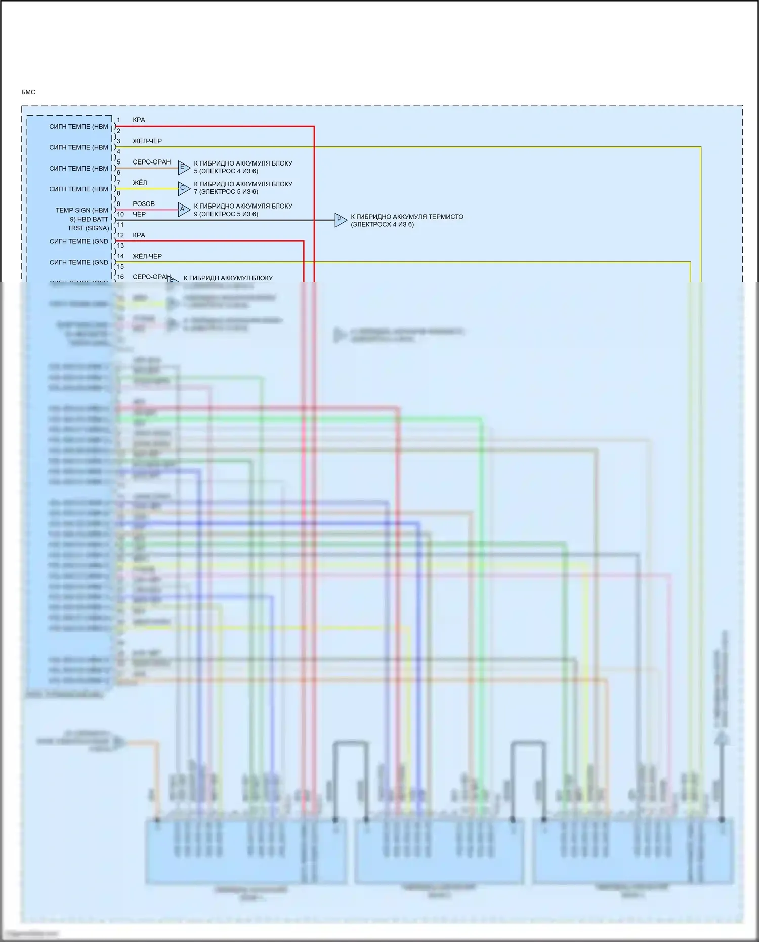 K5 Kia I рестайлинг (2013-2015): Электросхема двигатель 2.4л гибрид, электросхема управления гибридом (3 из 6) 