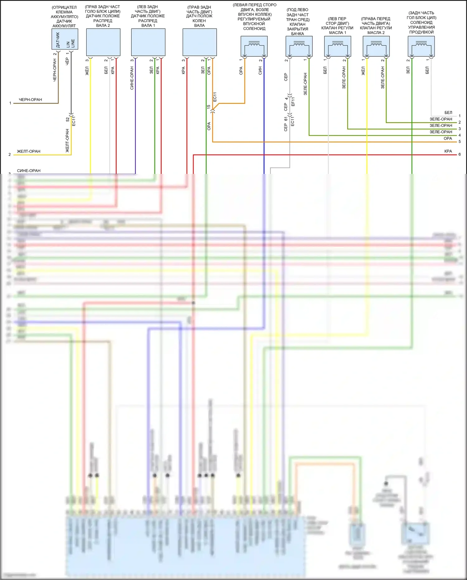 K5 Kia I рестайлинг (2013-2015): Электросхема двигателя 2.4л (2 из 6) 