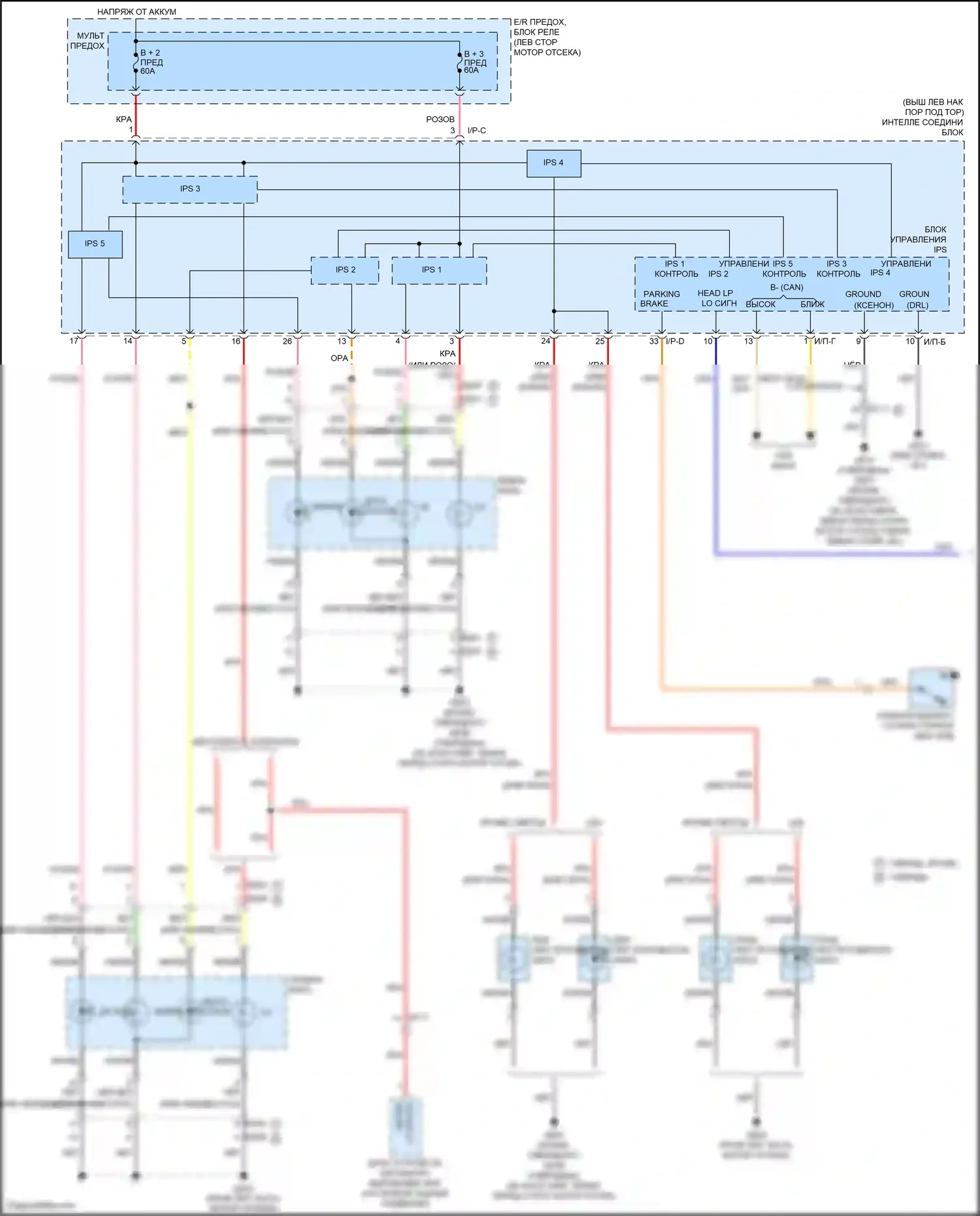 K5 Kia I рестайлинг (2013-2015): Электросхема автоламп (1 из 2) 