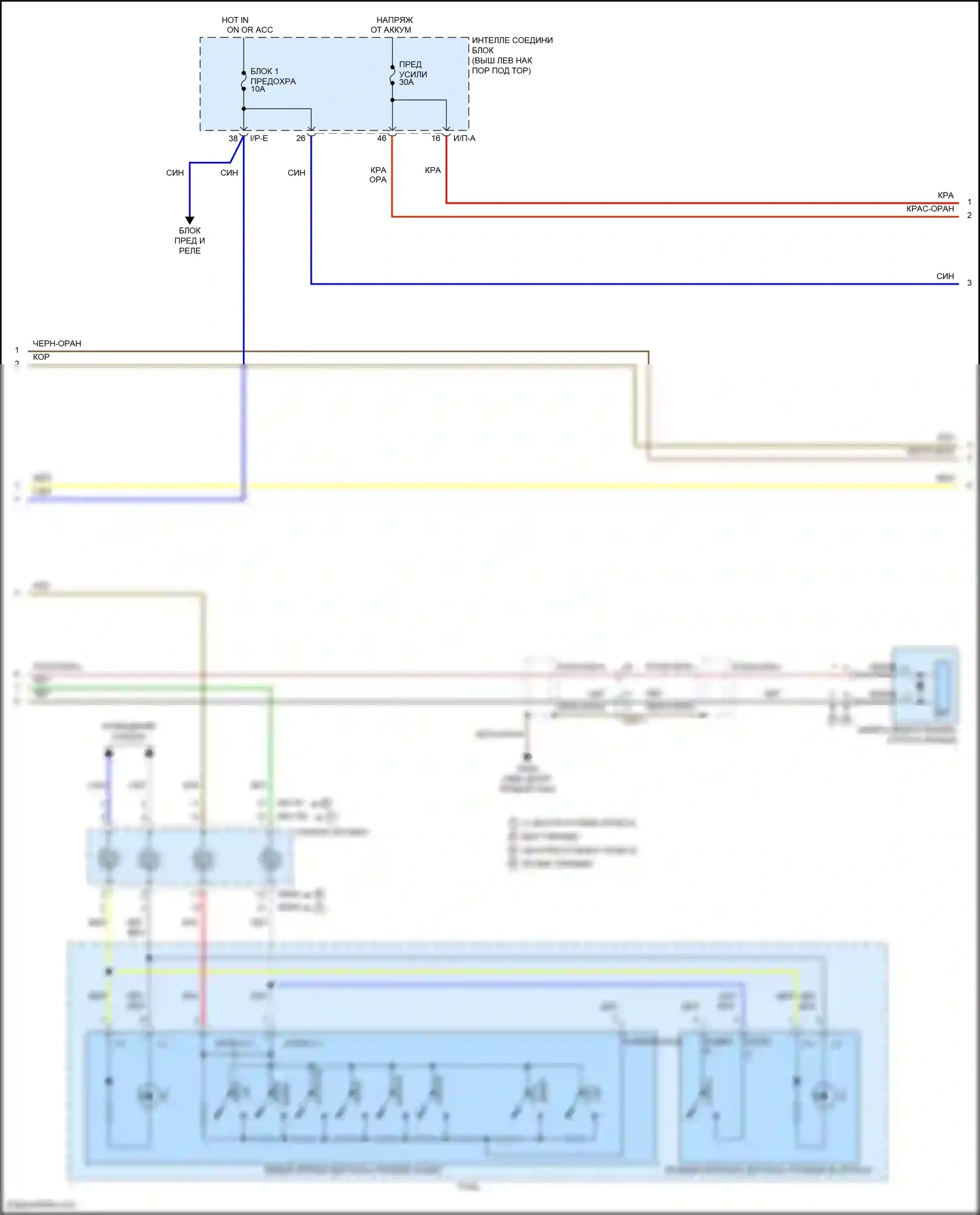 K5 Kia I рестайлинг (2013-2015): Электросхема радиопровода, без навигации, без уво, с усилителем (2 из 3) 