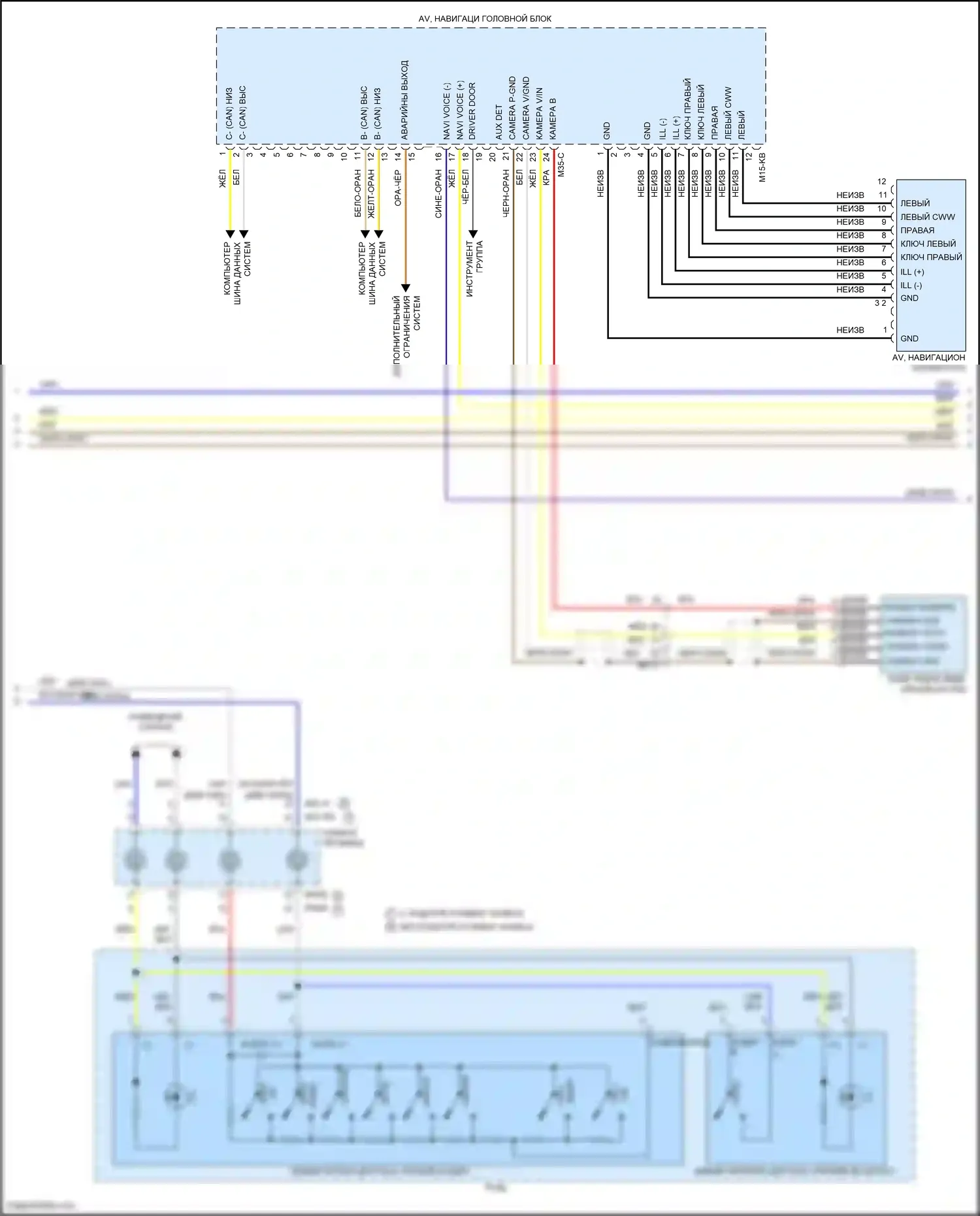 K5 Kia I рестайлинг (2013-2015): Электросхема радиосети, 4.0 с навигацией (2 из 3) 