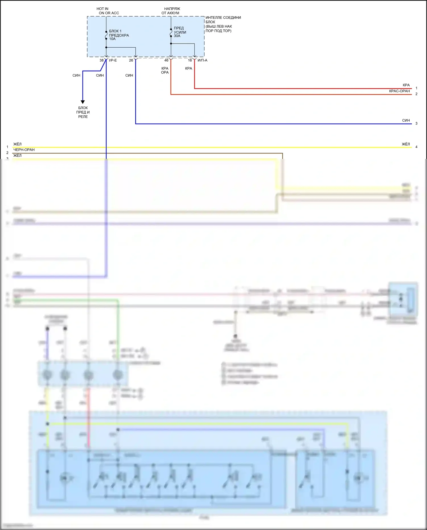 K5 Kia I рестайлинг (2013-2015): Электросхема радиосистемы, 3.0 с навигацией и усилителем (3 из 4) 
