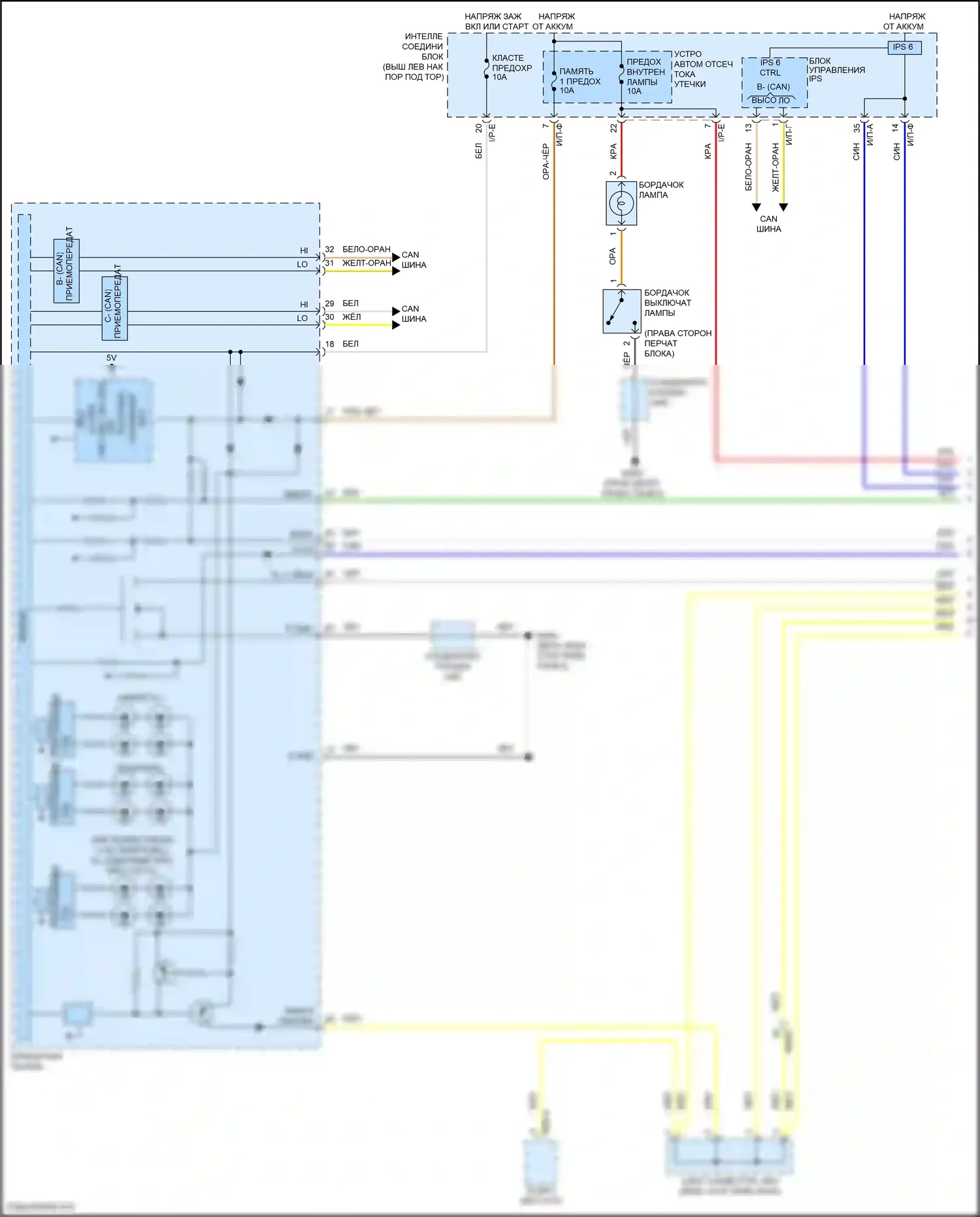 K5 Kia I рестайлинг (2013-2015): Электросхема подсветки приборов, кроме гибридной (1 из 3) 