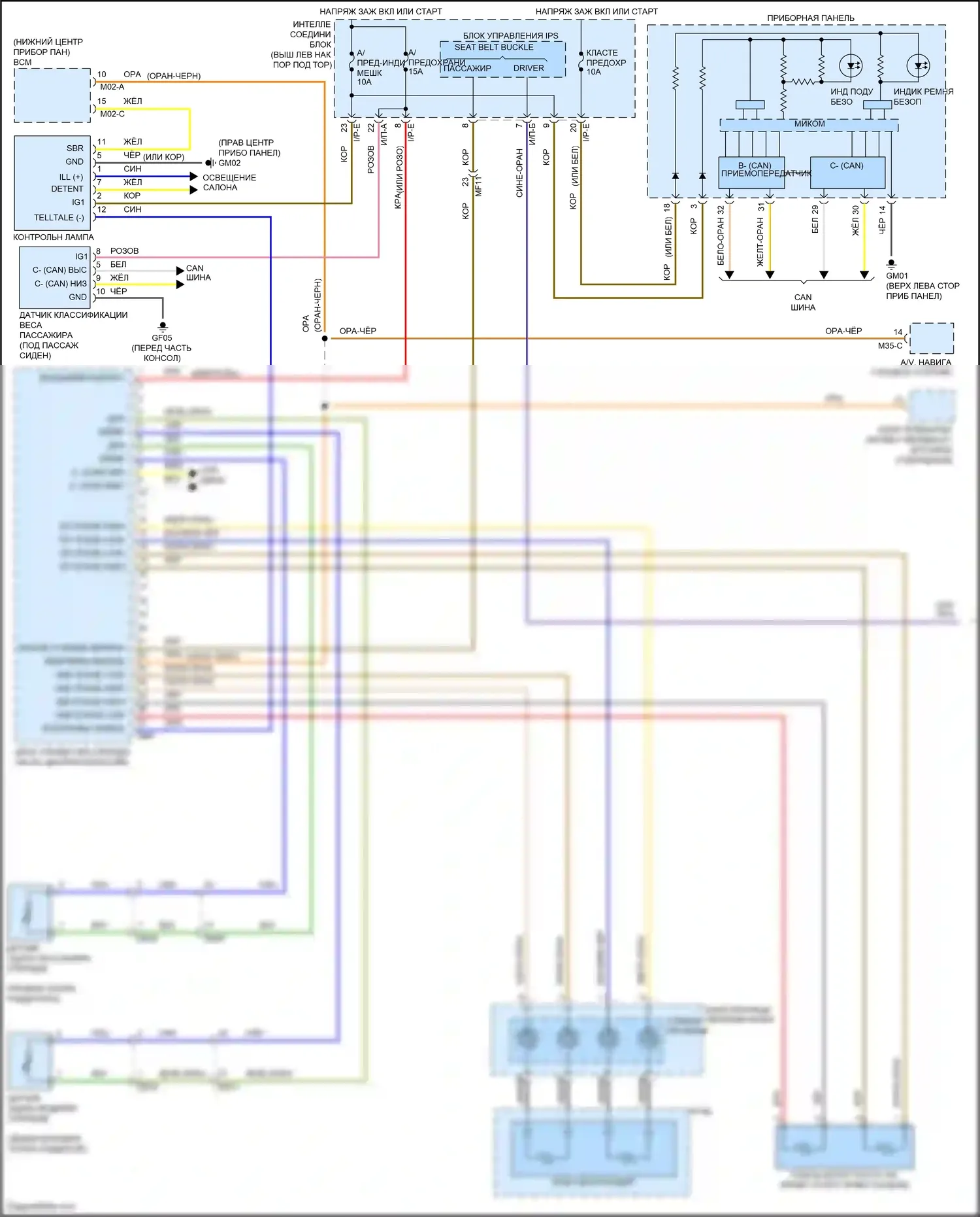 K5 Kia I рестайлинг (2013-2015): Электросхема подушек безопасности (1 из 2) 