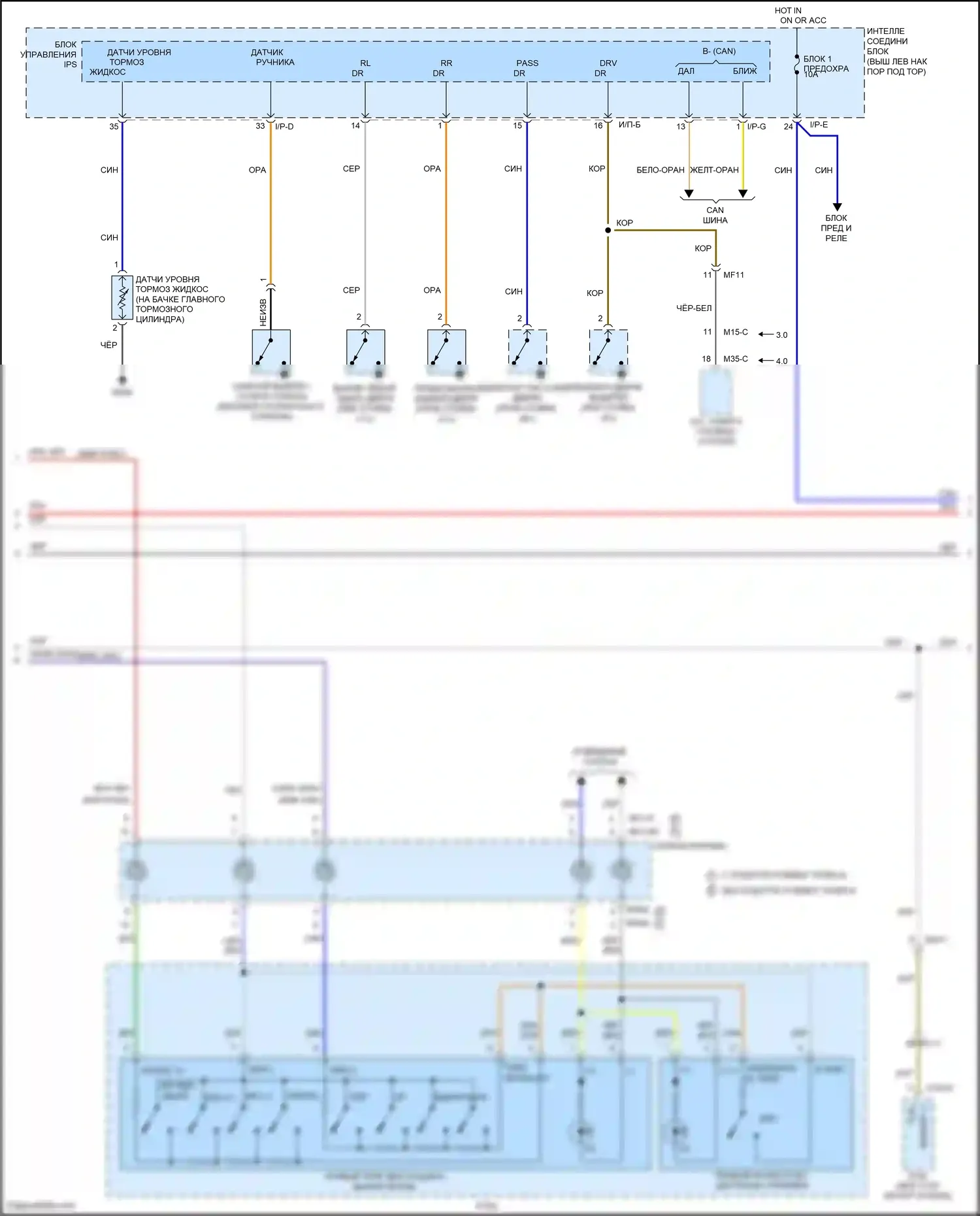 K5 Kia I рестайлинг (2013-2015): Электросхема приборной панели, гибридная (2 из 3) 