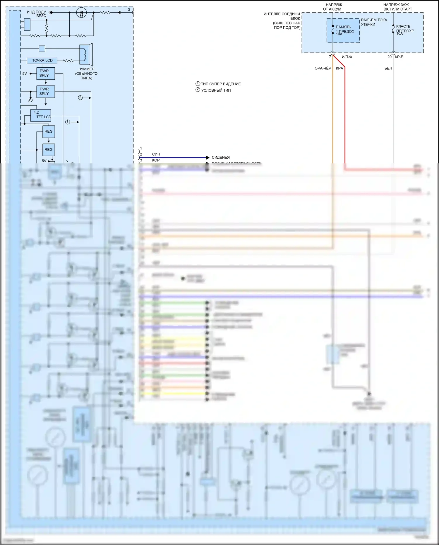 K5 Kia I рестайлинг (2013-2015): Электросхема приборной панели, кроме гибридной (1 из 4) 