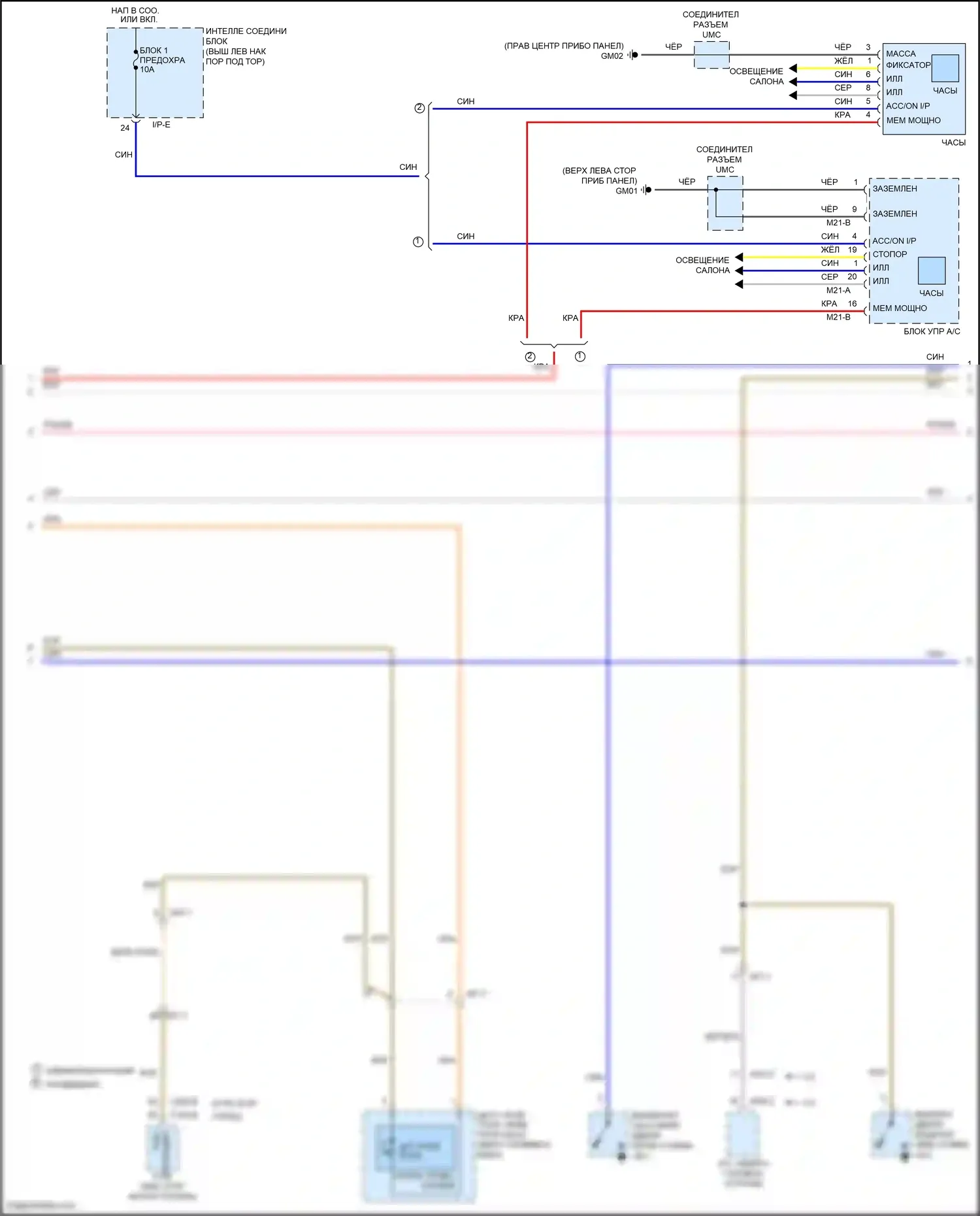 K5 Kia I рестайлинг (2013-2015): Электросхема приборной панели, кроме гибридной (2 из 4) 