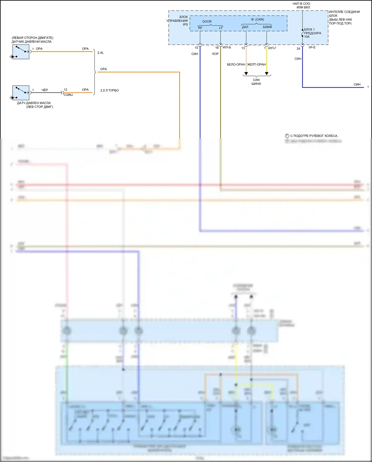 K5 Kia I рестайлинг (2013-2015): Электросхема приборной панели, кроме гибридной корейской (2 из 4) 