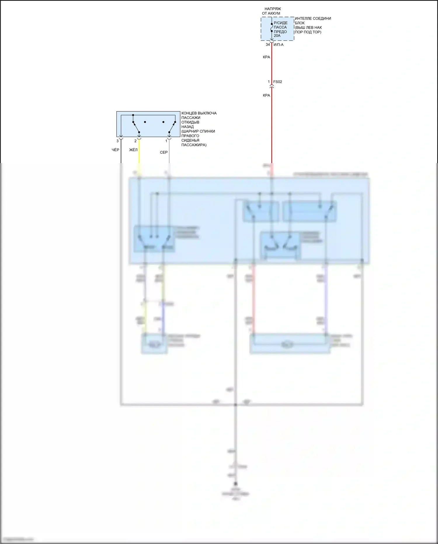 K5 Kia I рестайлинг (2013-2015): Электросхема сиденья питания для пассажиров 