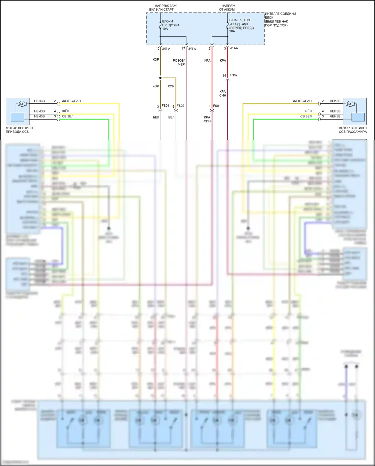 K5 Kia I рестайлинг (2013-2015): Электросхема сидений климат-контроля 
