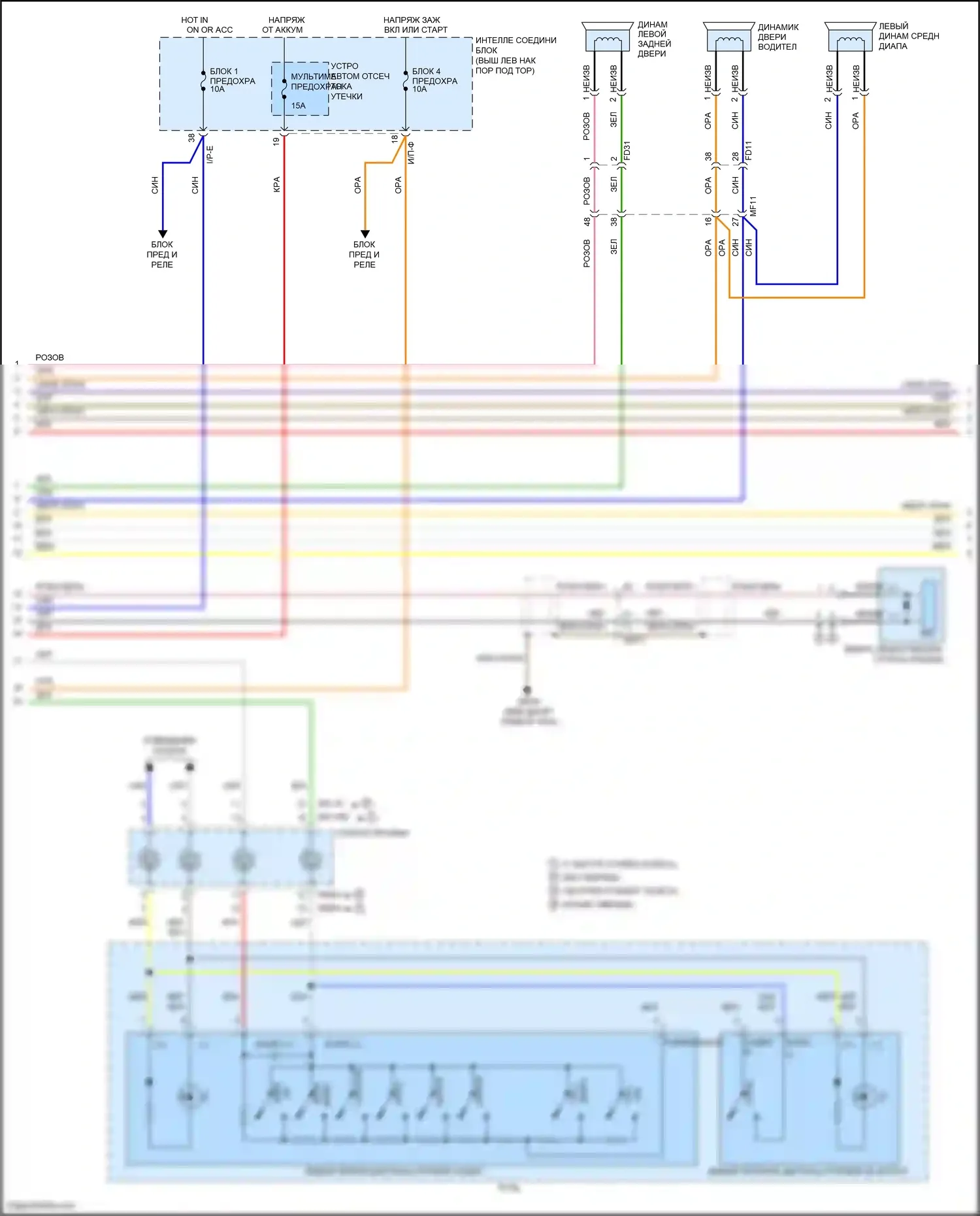 K5 Kia I рестайлинг (2013-2015): Электросхема навигации, версия 3.0 без усилителя (2 из 3) 