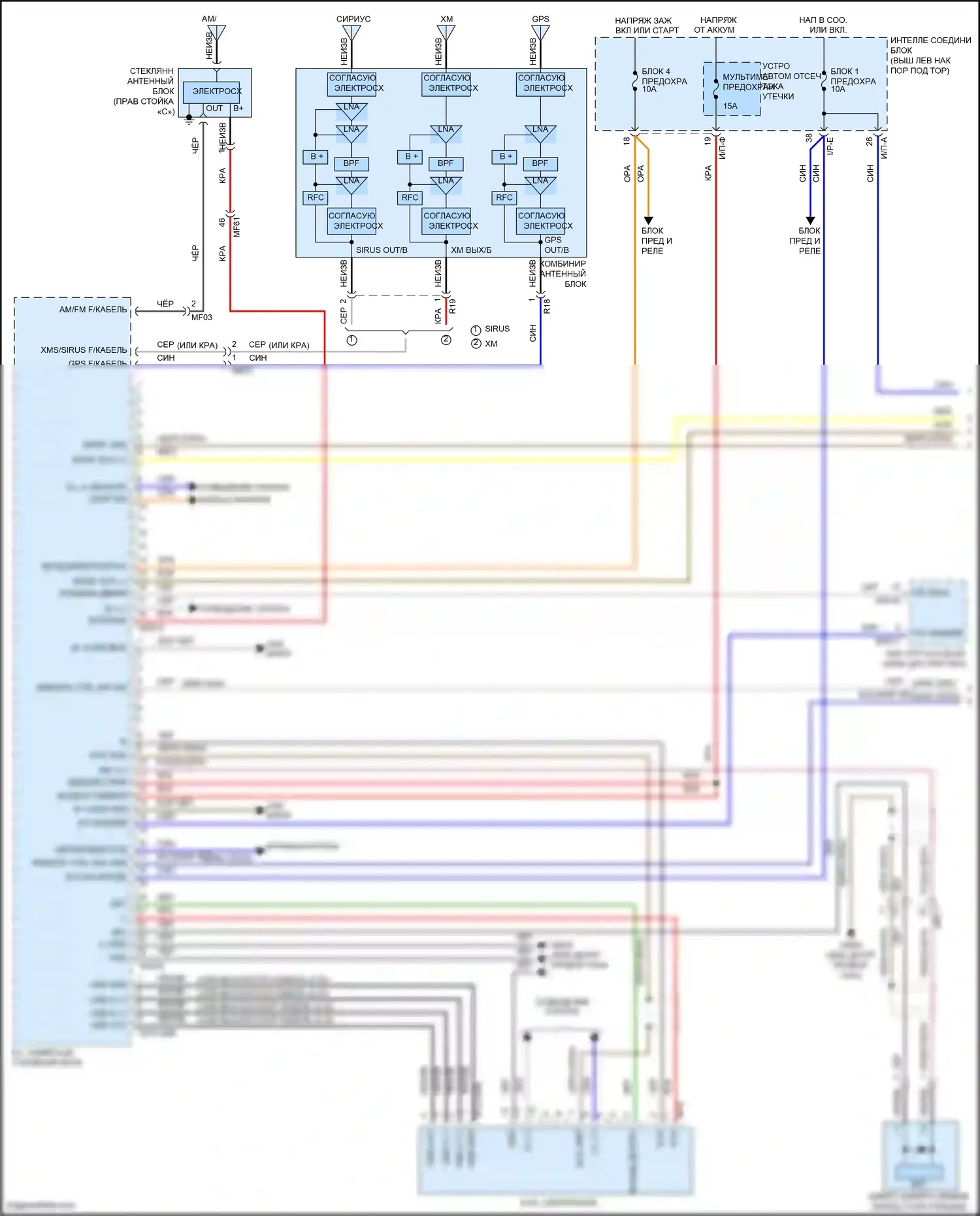 K5 Kia I рестайлинг (2013-2015): Электросхема навигации, версия 4.0 (1 из 3) 