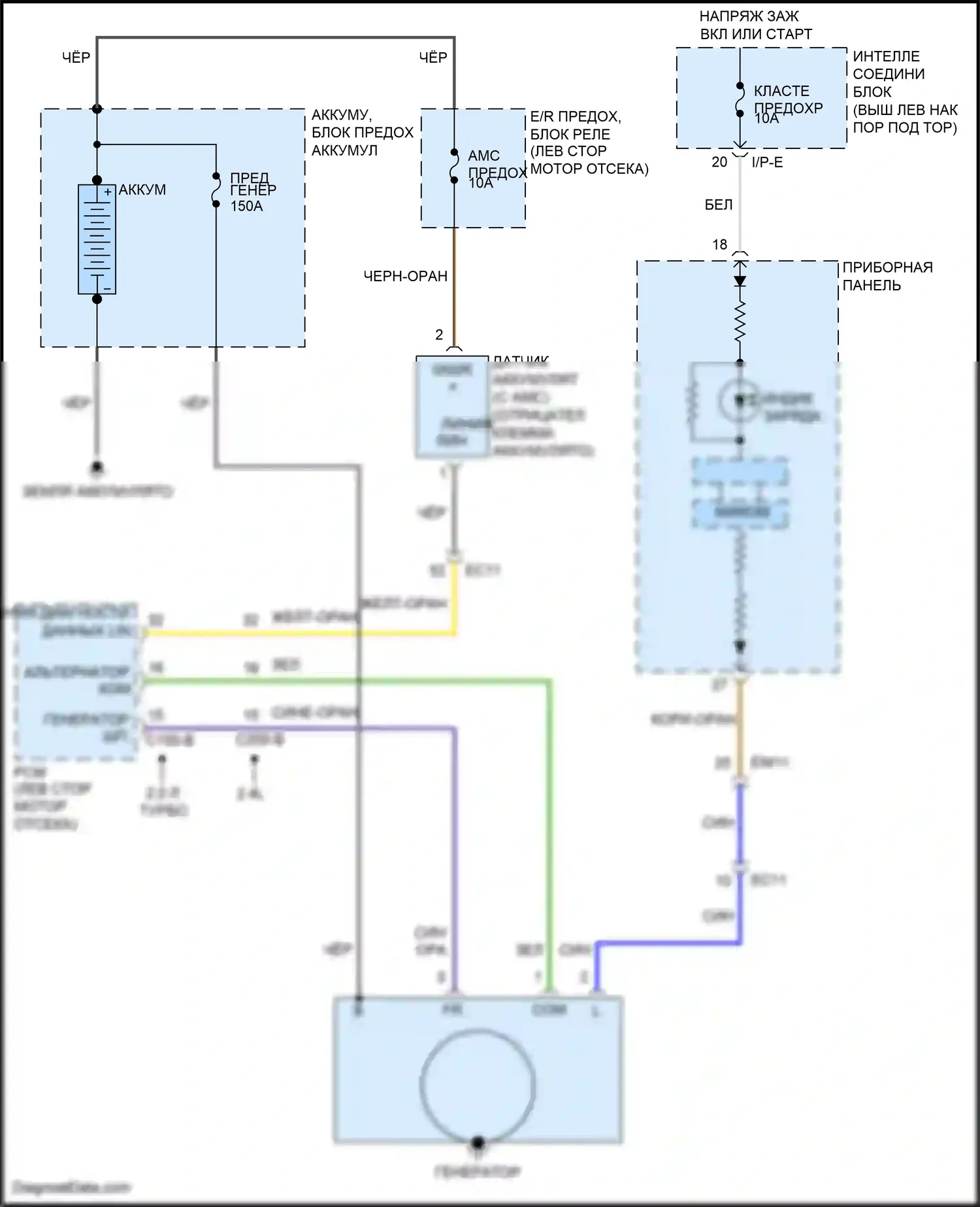K5 Kia I рестайлинг (2013-2015): Электросхема генератора 