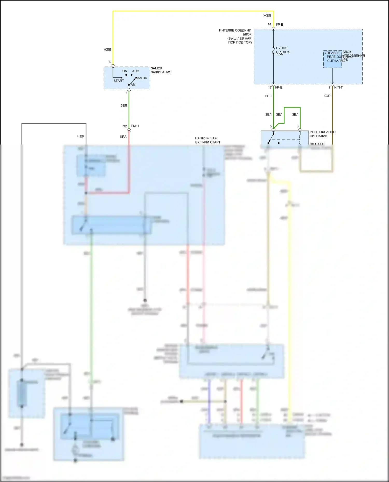 K5 Kia I рестайлинг (2013-2015): Электросхема стартера, без смарт-ключа 