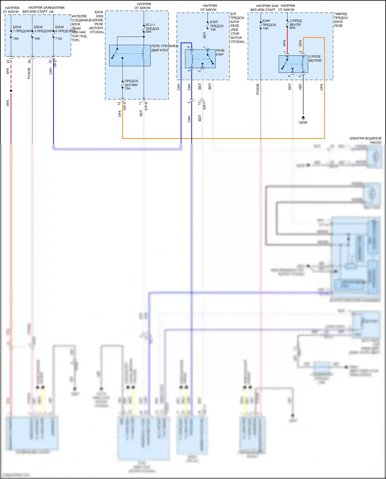 K5 Kia I рестайлинг (2013-2015): 2,4л, электросхема вентилятора охлаждения, гибрид 