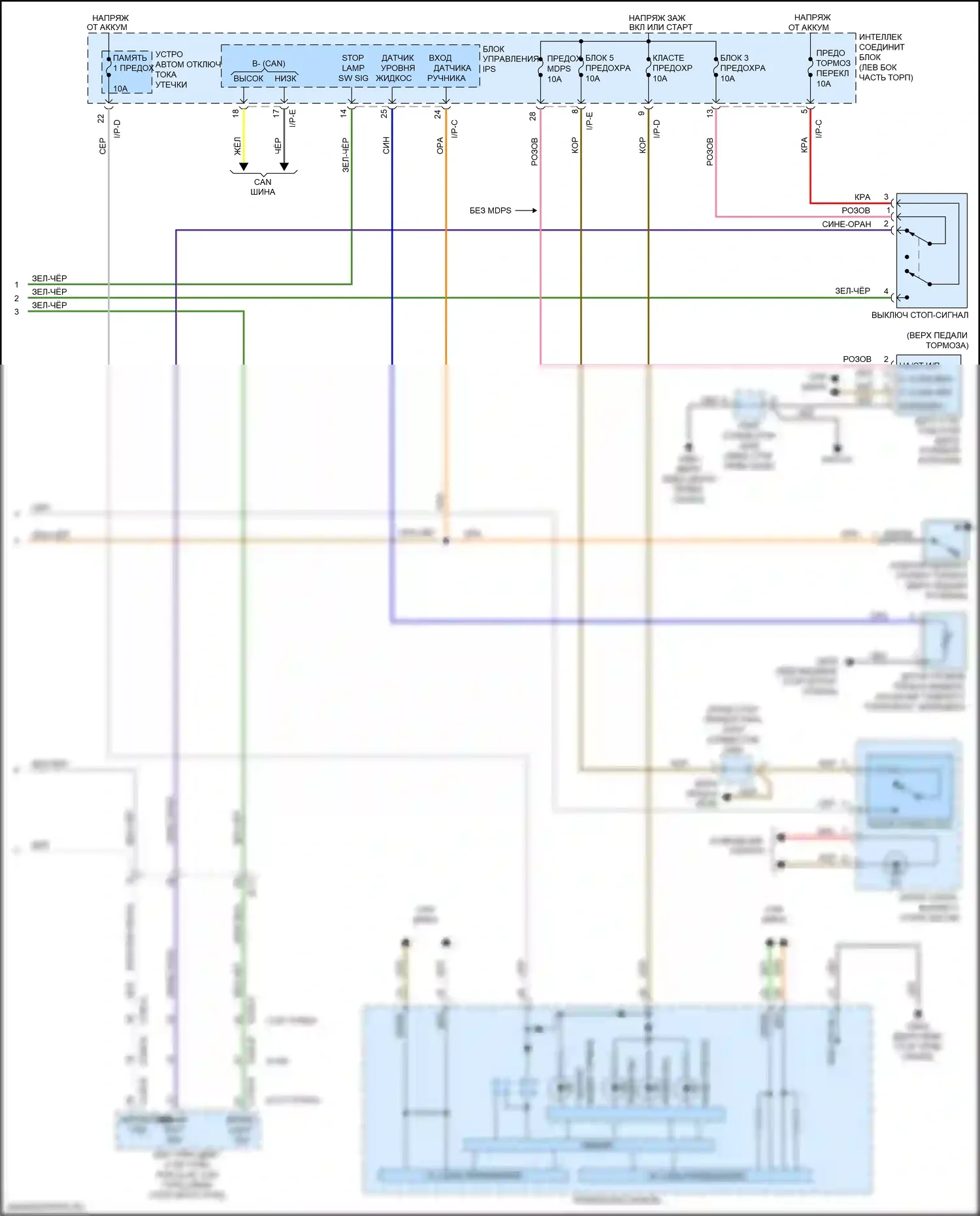 K5 Kia II (2015-2020): Антиблокировочная система abs электросхема, за исключением гибридной без epb (2 из 2) 