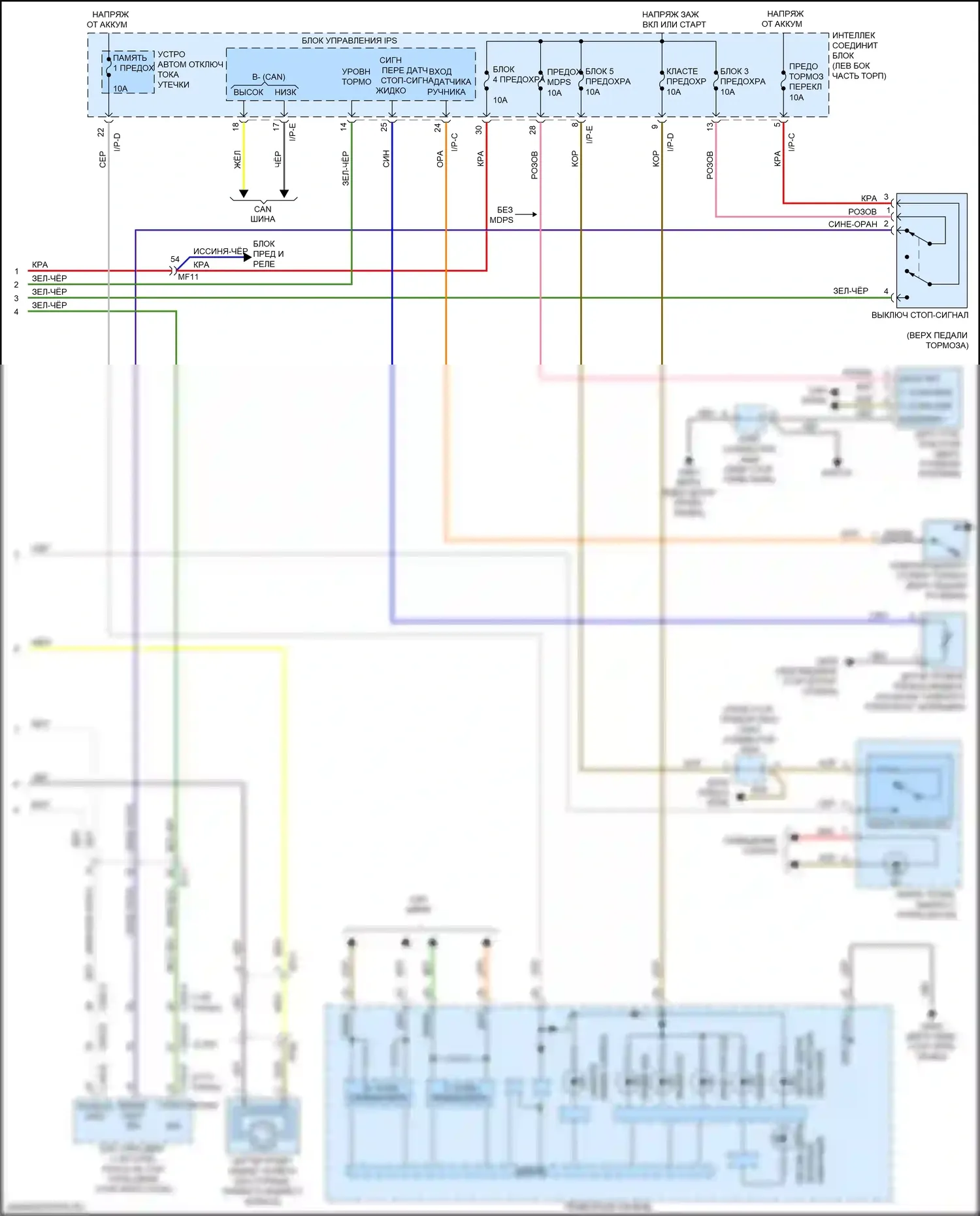 K5 Kia II (2015-2020): Антиблокировочная система abs электросхема, за исключением гибридной с epb (2 из 2) 