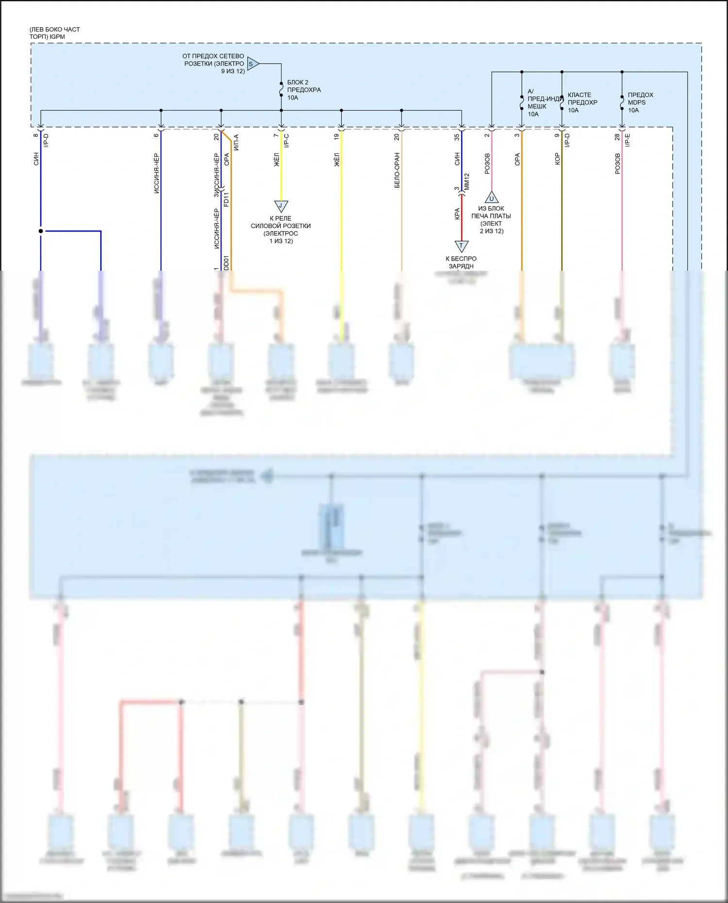 K5 Kia II (2015-2020): 2.0л гибрид, электросхема блока релейных предохранителей (10 из 12) 