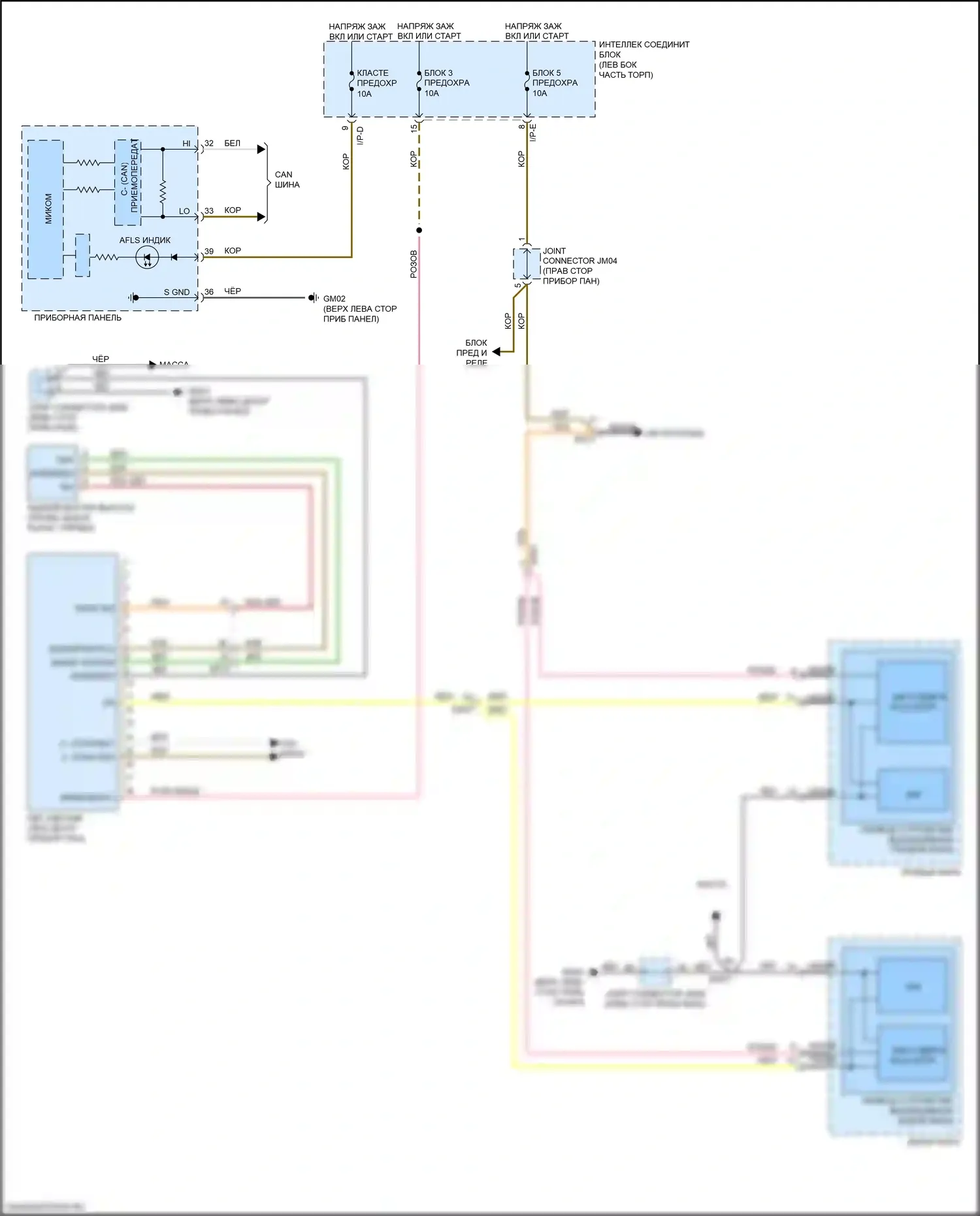 K5 Kia II (2015-2020): Электросхема адаптивного переднего освещения, кроме гибрида с ксеноновыми фарами 