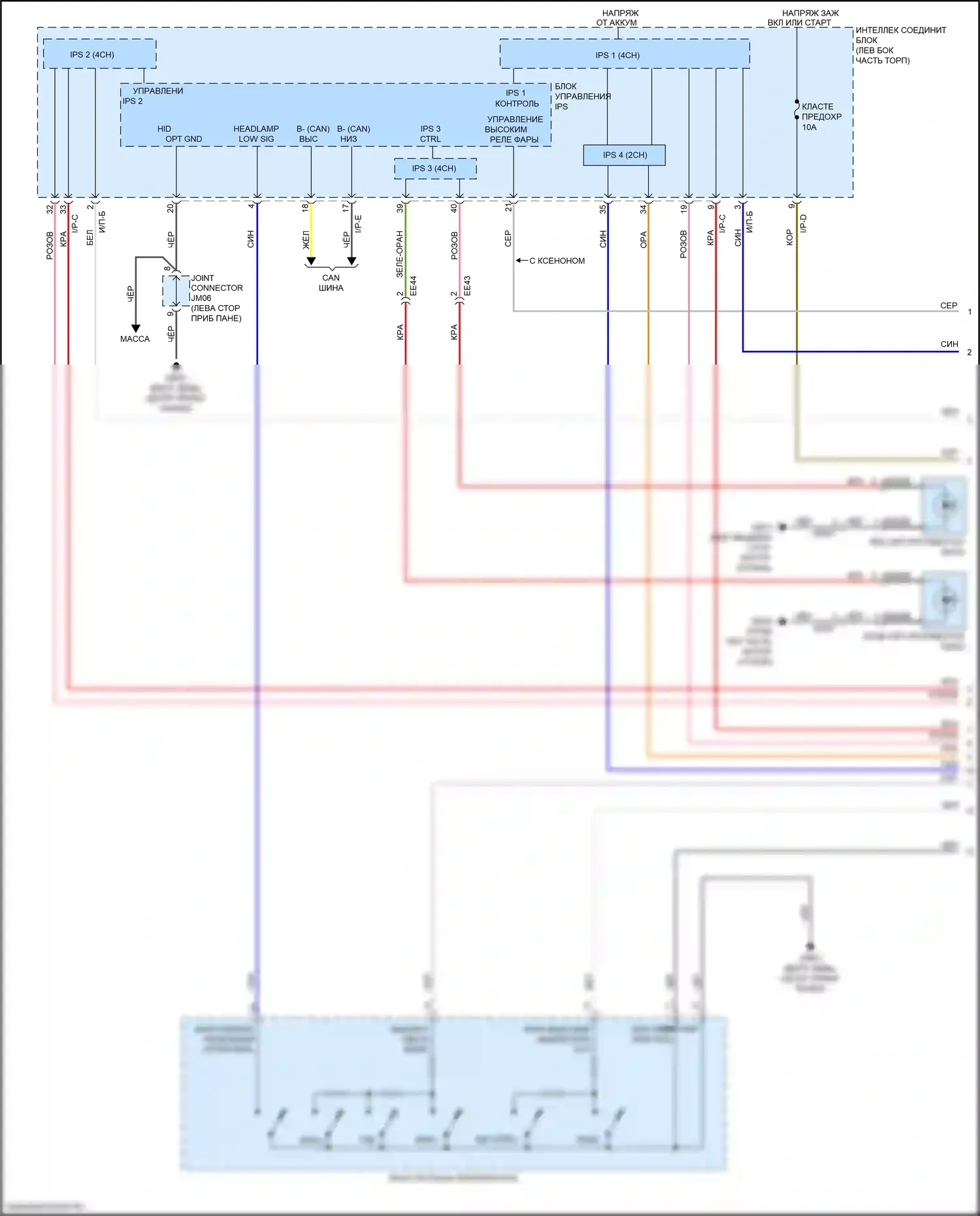 K5 Kia II (2015-2020): Электросхема автоламп, кроме гибридной (1 из 2) 