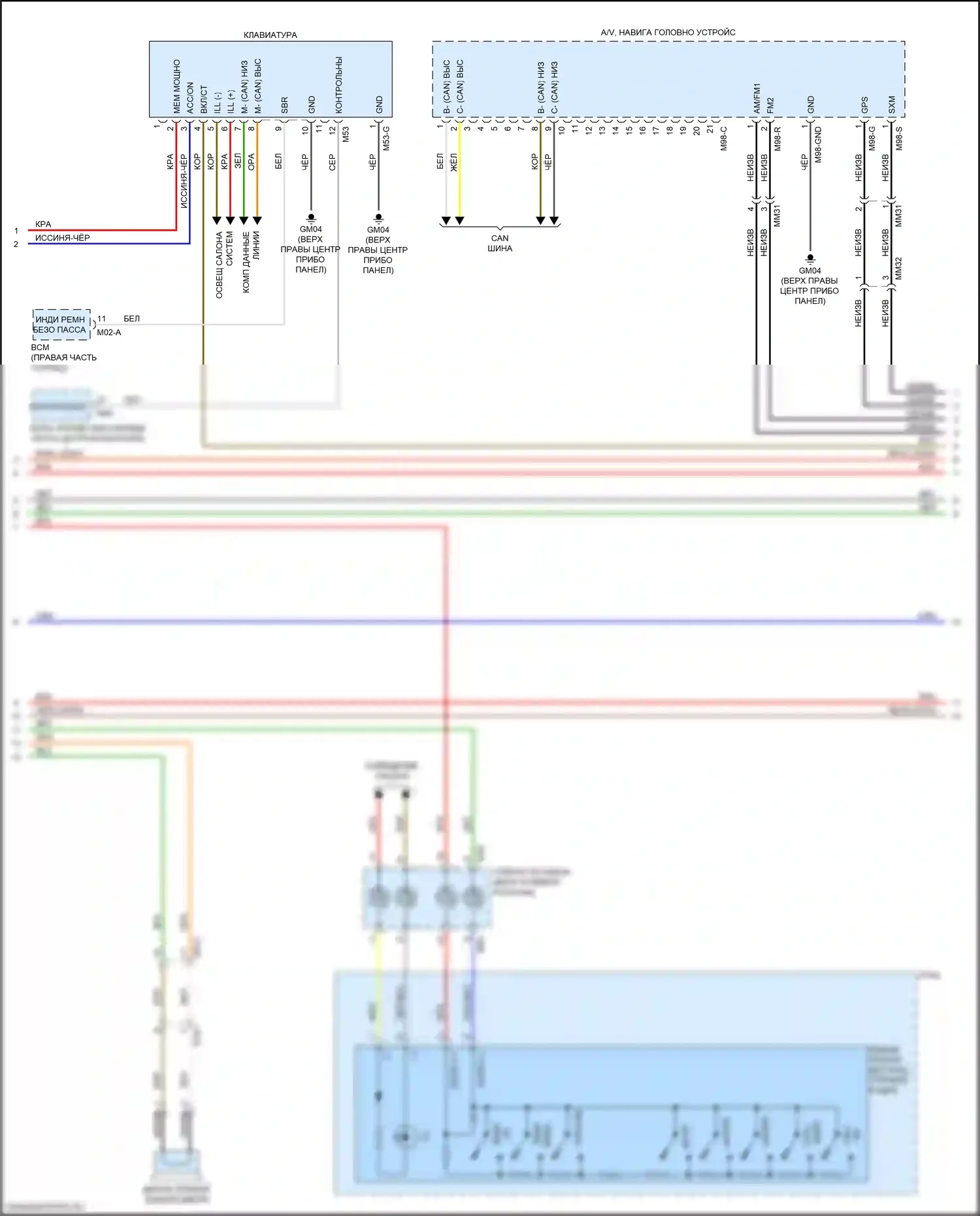 K5 Kia II (2015-2020): Электросхема магнитолы, за исключением гибридной и подключаемой гибридной версии 1.0 с навигацией, без усилителя (2 из 3) 