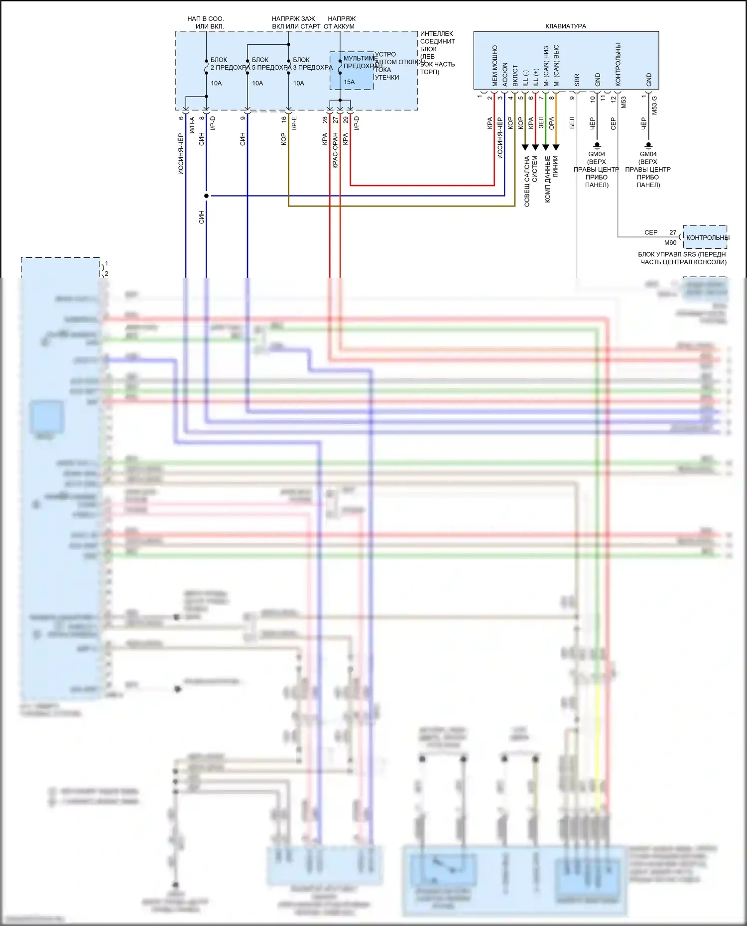 K5 Kia II (2015-2020): Электросхема магнитолы, за исключением гибридной и подключаемой гибридной версии 1.0 с навигацией и усилителем (1 из 4) 