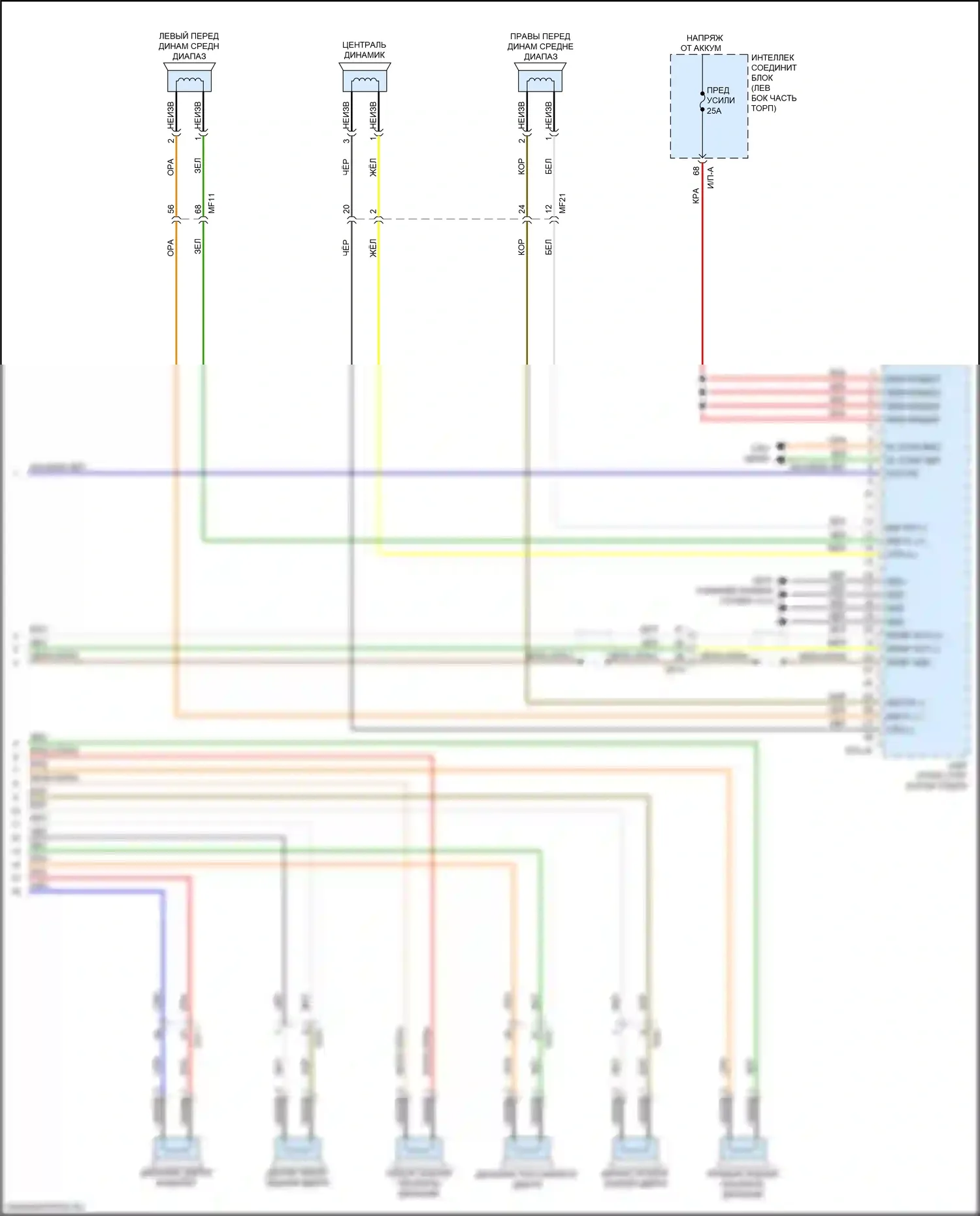 K5 Kia II (2015-2020): Электросхема магнитолы, за исключением гибридной и подключаемой гибридной версии 1.0 с навигацией и усилителем (4 из 4) 
