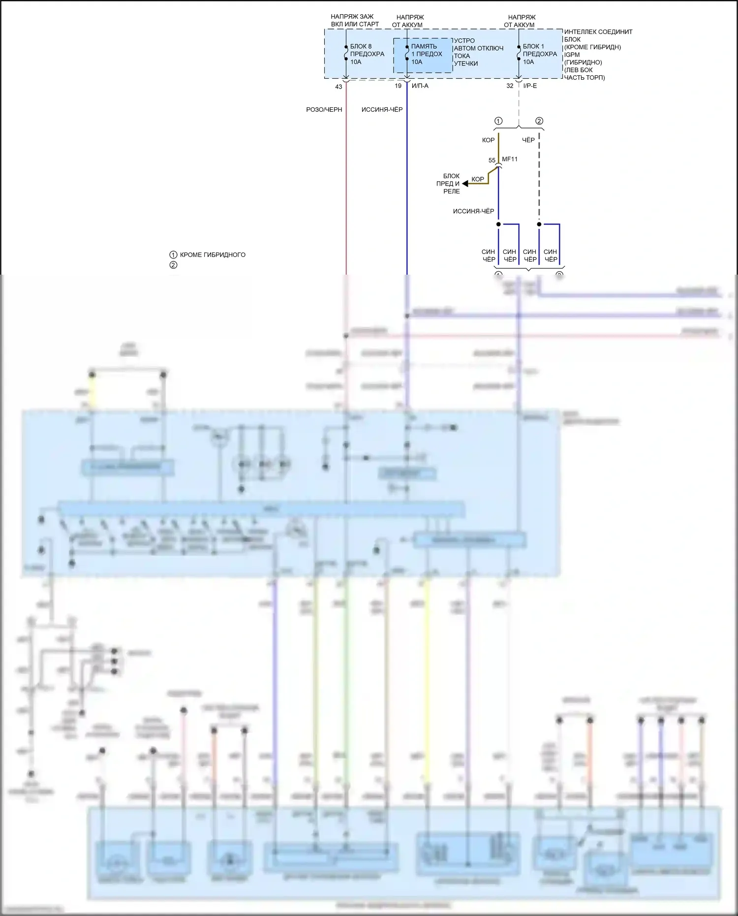 K5 Kia II (2015-2020): Электросхема памяти зеркал (1 из 2) 