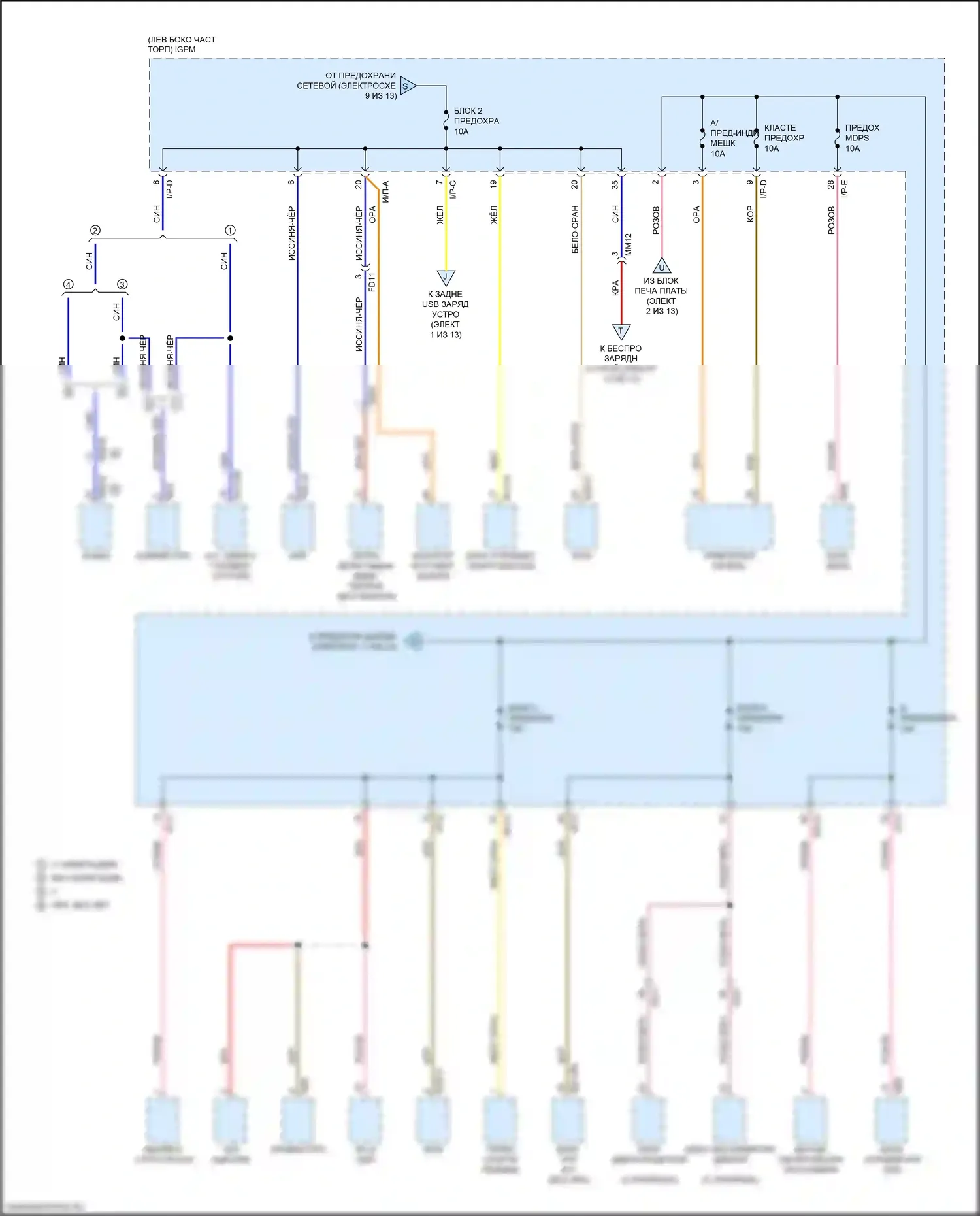 K5 Kia II (2015-2020): 2.0л подключаемый гибрид, электросхема блока релейных предохранителей (10 из 13) 