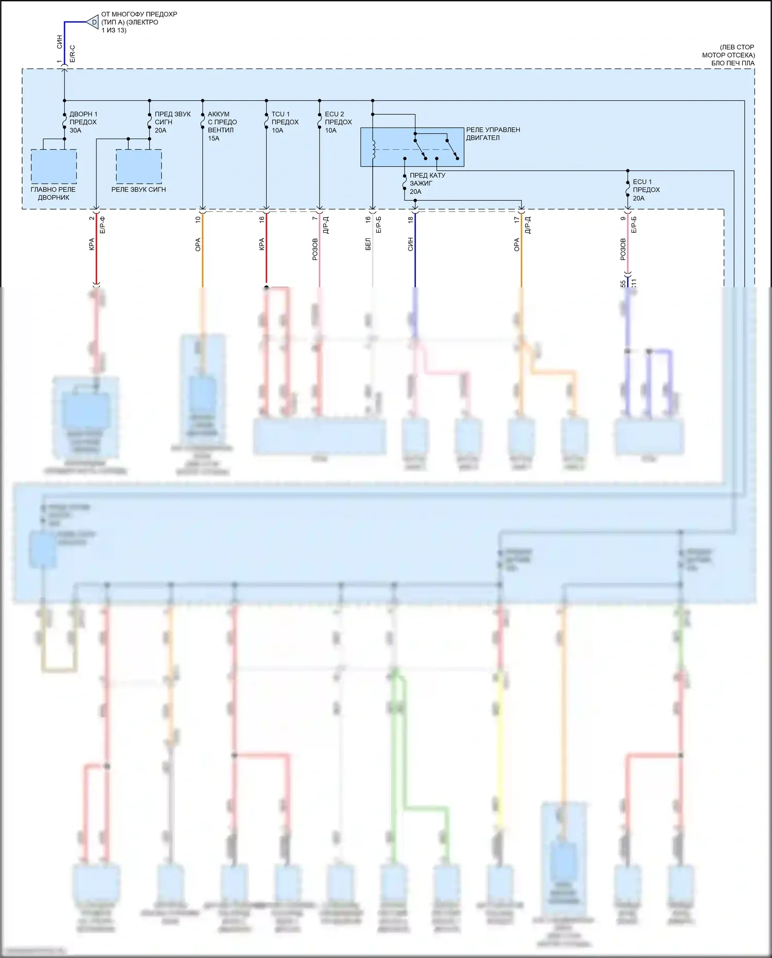 K5 Kia II (2015-2020): 2.0л подключаемый гибрид, электросхема блока релейных предохранителей (4 из 13) 