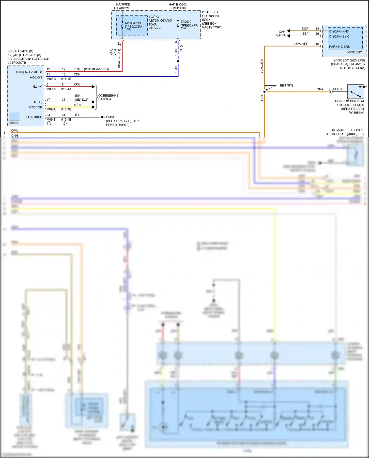 K5 Kia II (2015-2020): Электросхема приборной панели, кроме гибридной (2 из 3) 