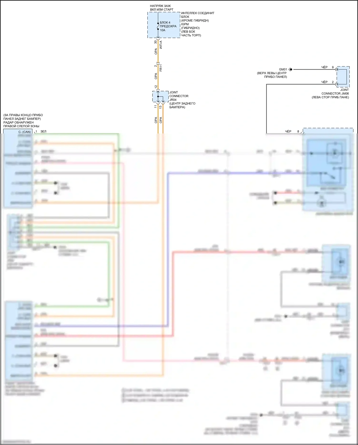 K5 Kia II (2015-2020): Электросхема информационной системы в слепой зоне 