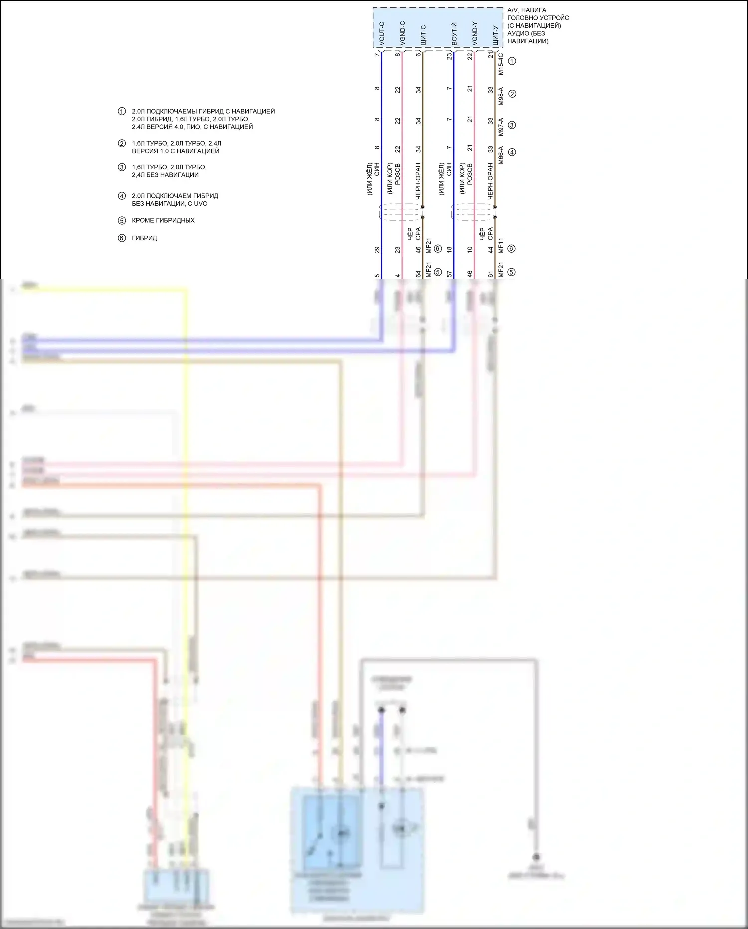 K5 Kia II (2015-2020): Электросхема монитора кругового обзора (2 из 2) 