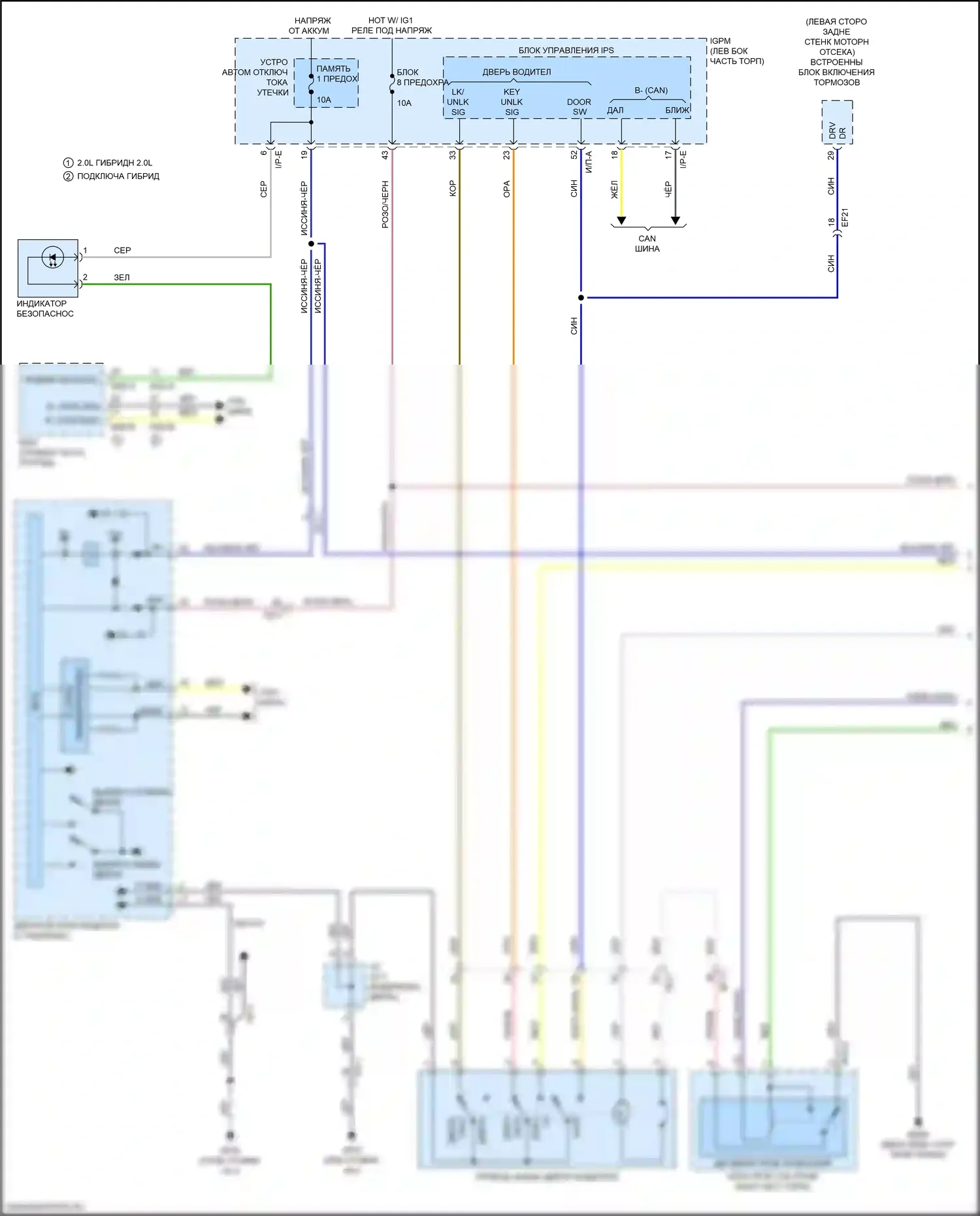 K5 Kia II (2015-2020): Электросхема центрального замка, гибридная (1 из 3) 