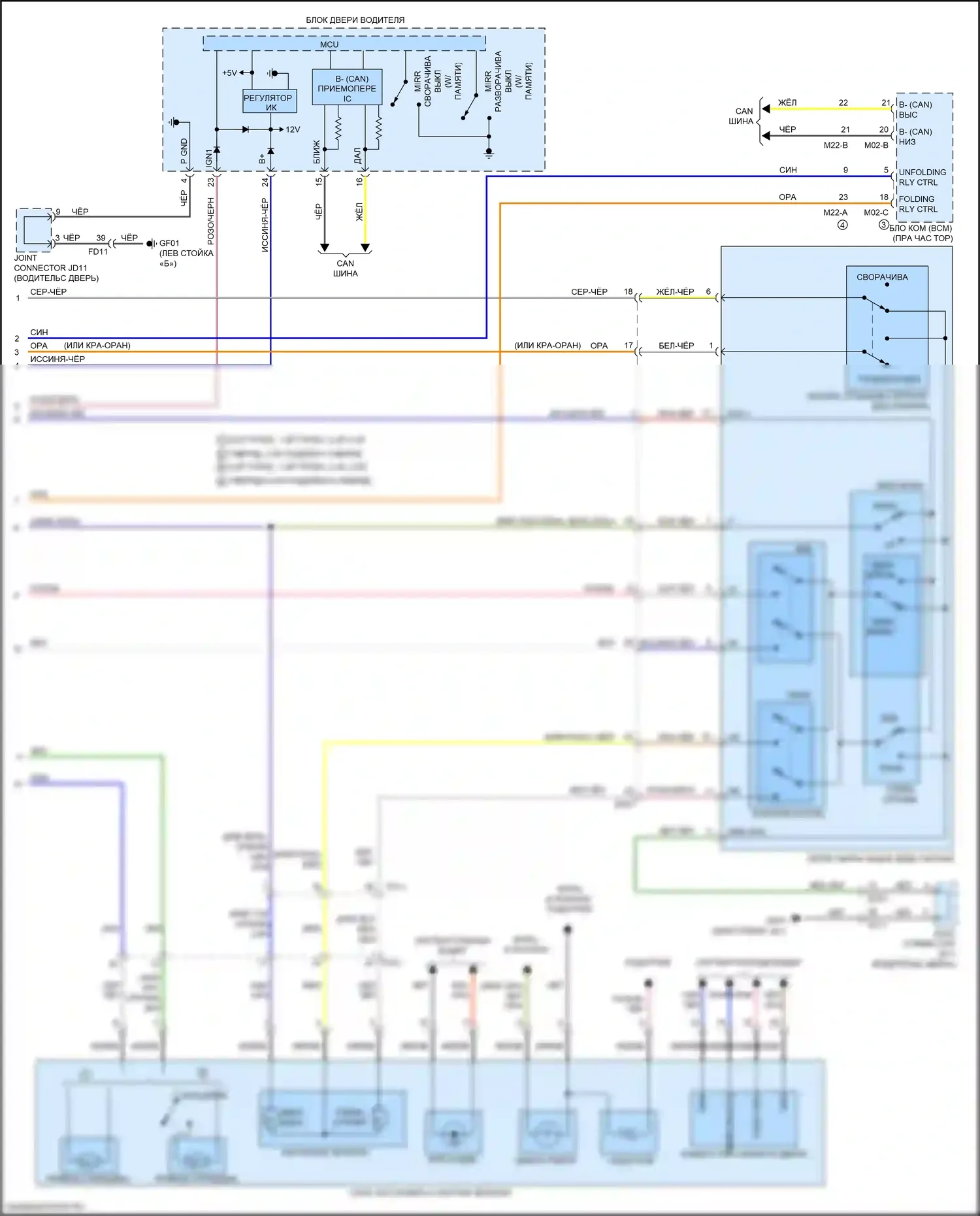 K5 Kia II (2015-2020): Электросхема зеркала питания (2 из 2) 