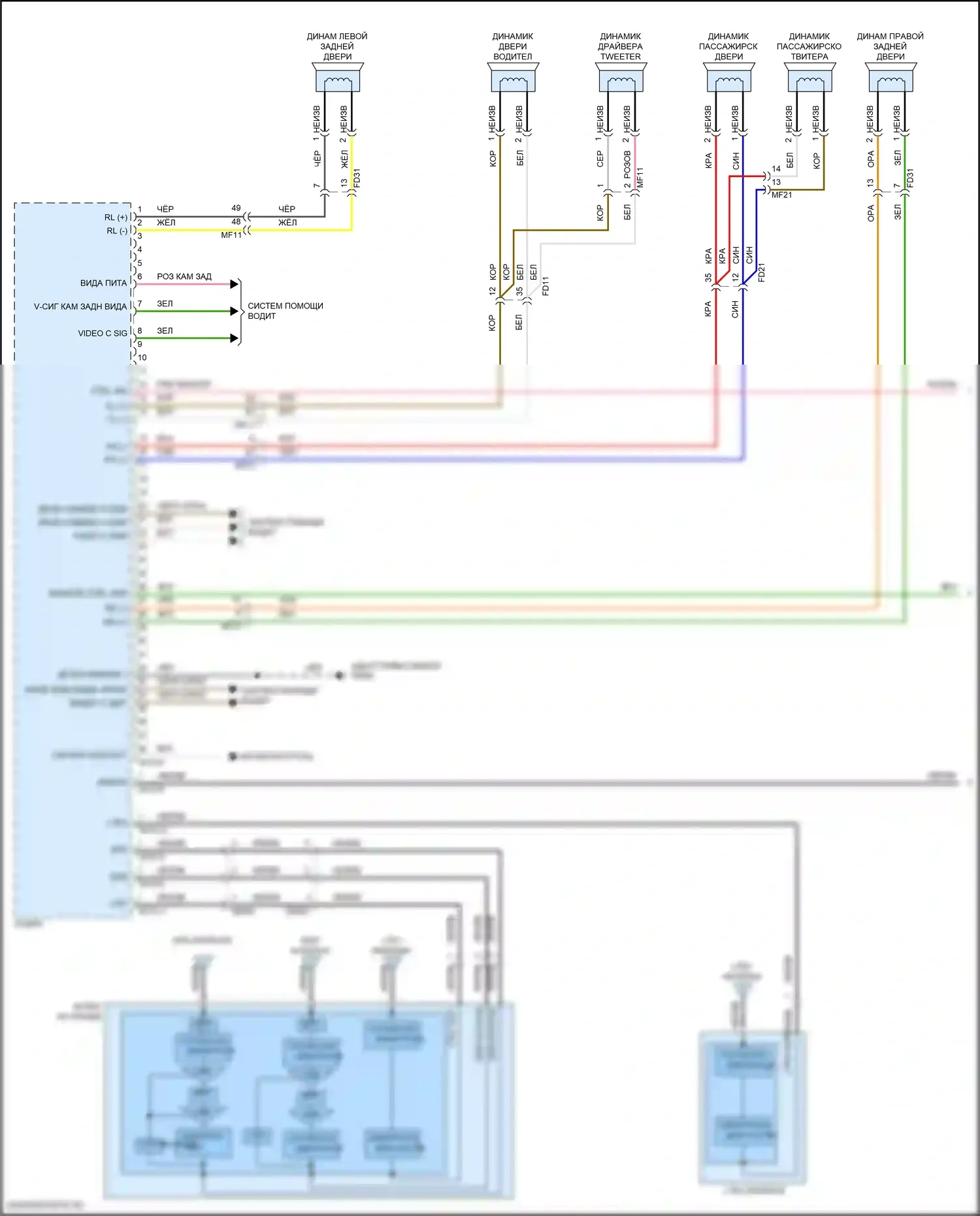 K5 Kia III рестайлинг (2023-2024): Электросхема радиопровода, без навигации и усилителя (1 из 3) 