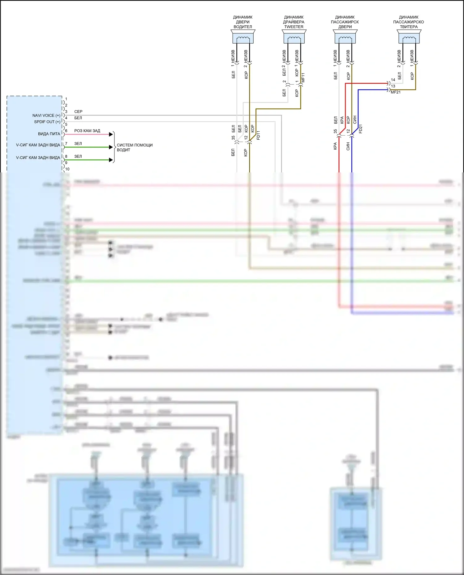 K5 Kia III рестайлинг (2023-2024): Электросхема радиопровода, без навигации, с усилителем (1 из 4) 