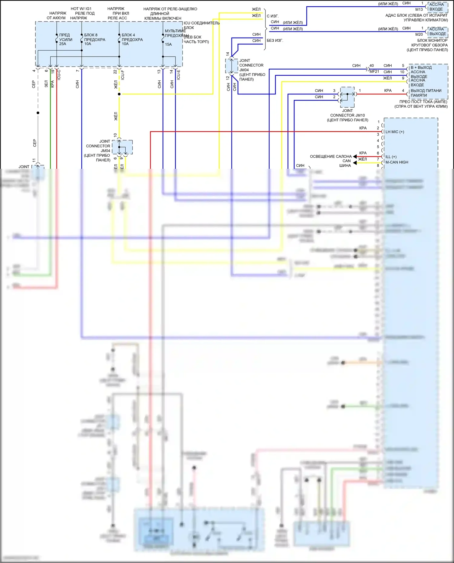 K5 Kia III рестайлинг (2023-2024): Электросхема радиопровода, без навигации, с усилителем (4 из 4) 