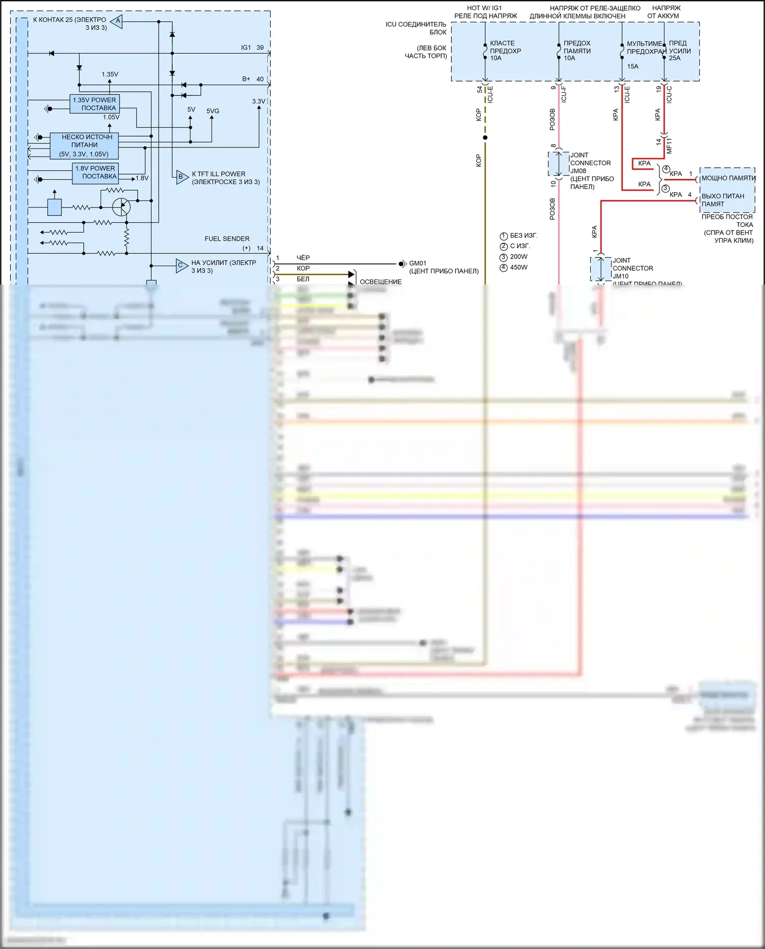 K5 Kia III рестайлинг (2023-2024): Электросхема приборной панели, с 12,3-дюймовым жк-дисплеем (1 из 3) 