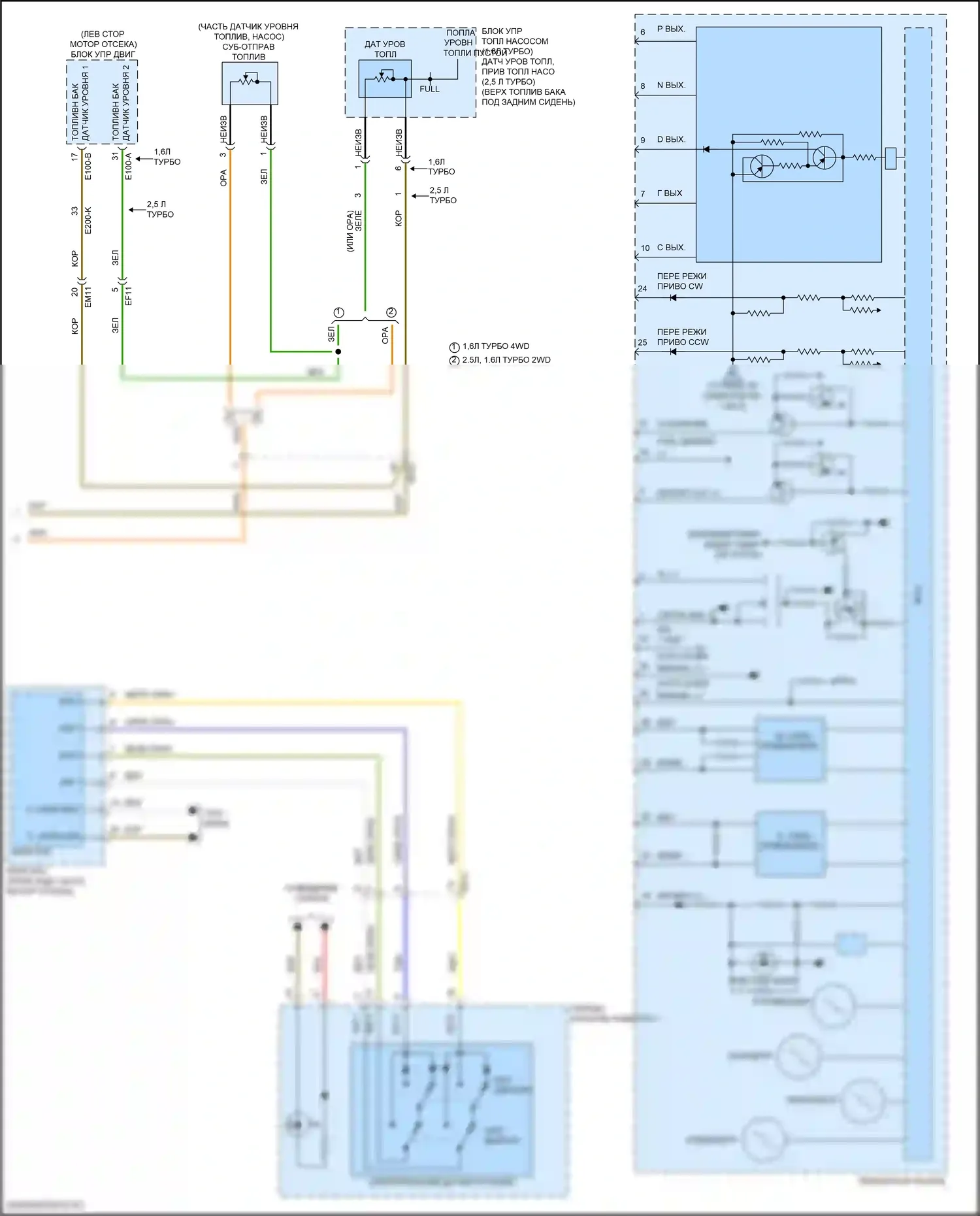 K5 Kia III рестайлинг (2023-2024): Электросхема приборной панели, с 4,3-дюймовым жк-дисплеем (3 из 3) 