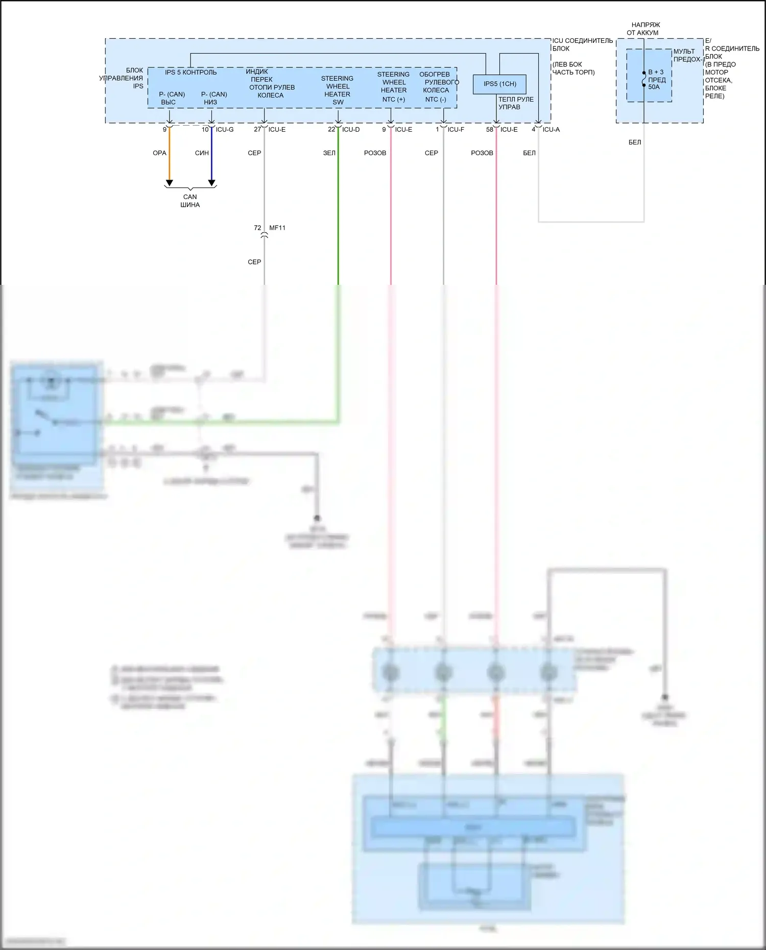 K5 Kia III рестайлинг (2023-2024): Электросхема рулевого колеса с подогревом 