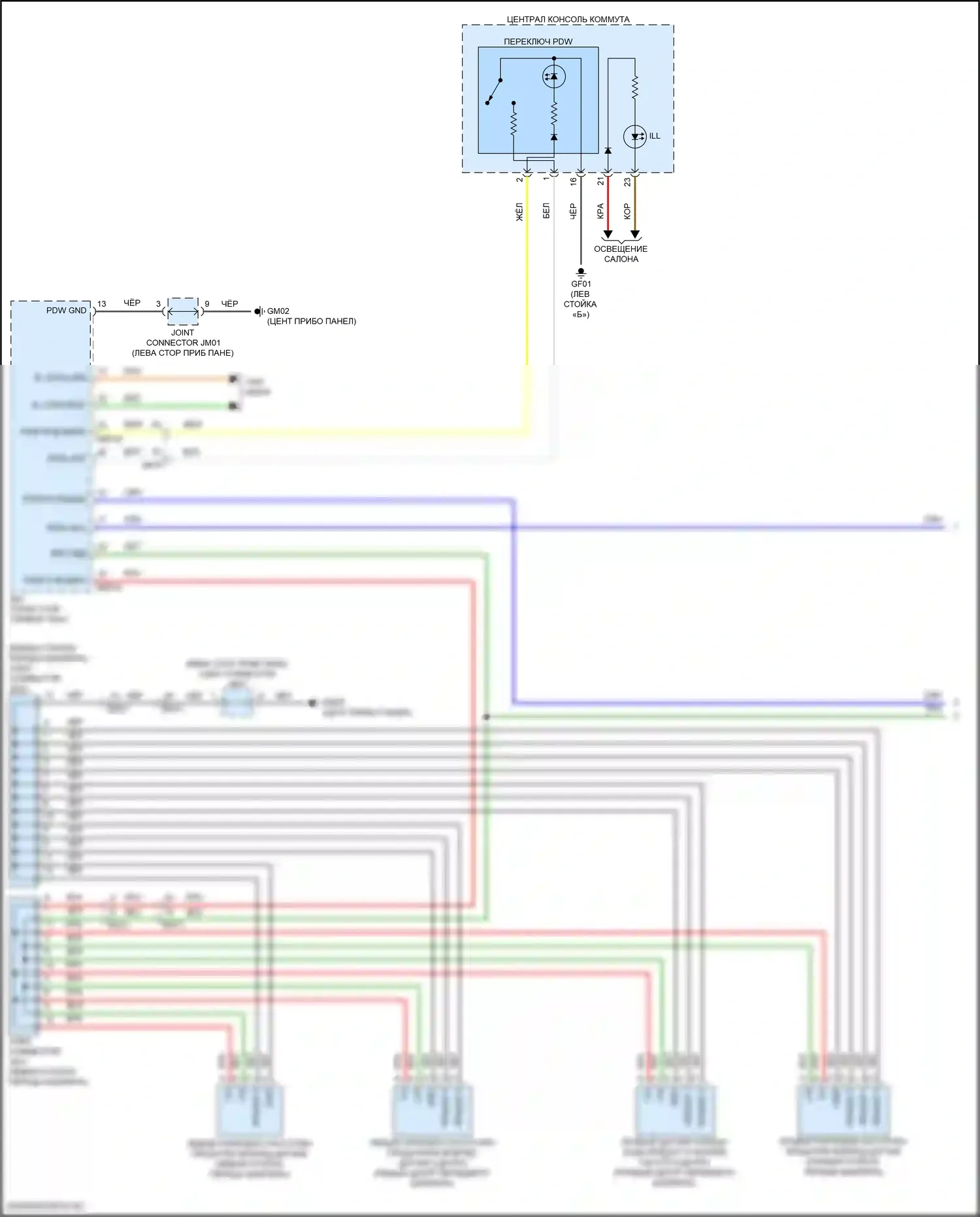 K5 Kia III рестайлинг (2023-2024): Электросхема парктроника (1 из 2) 
