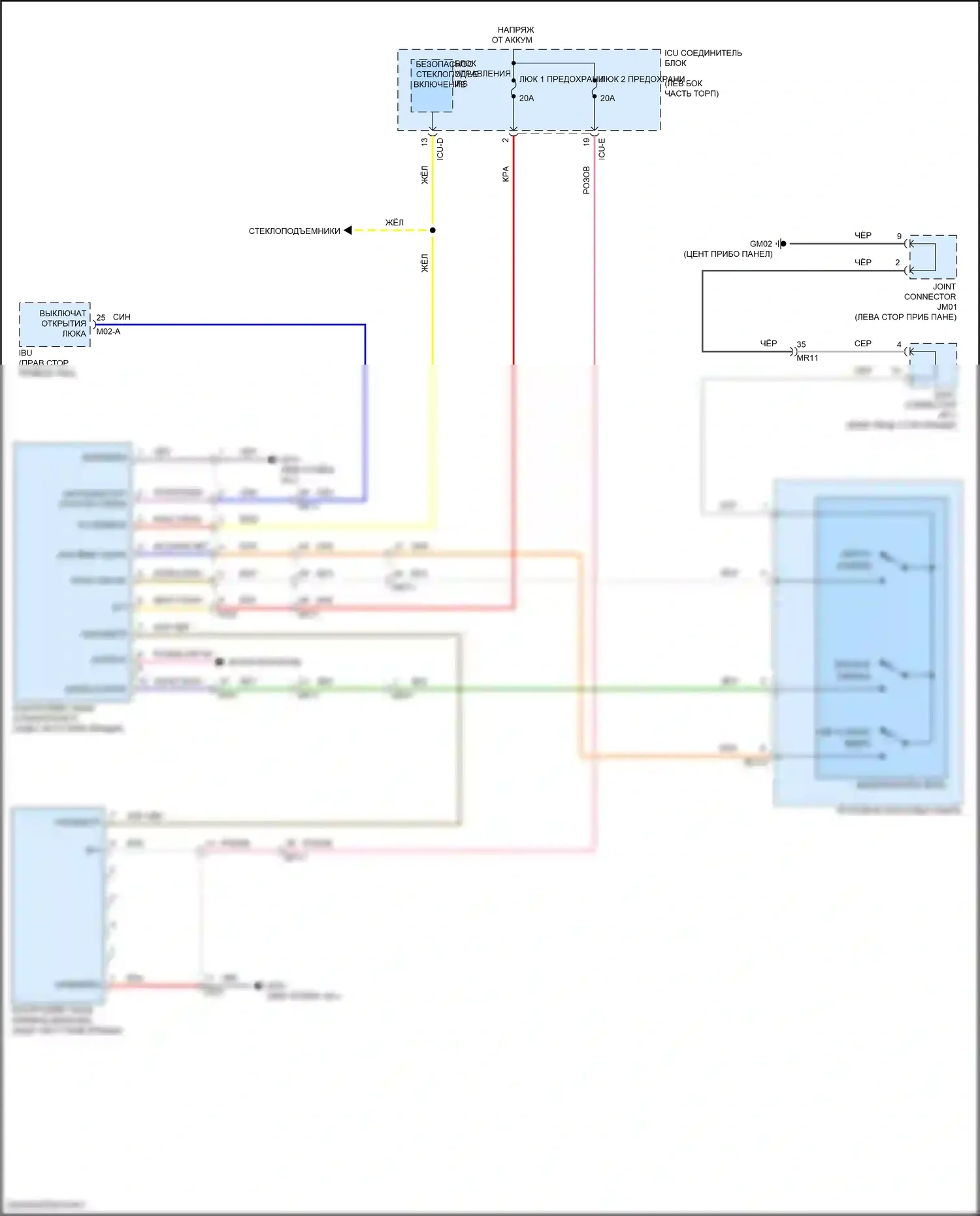 K5 Kia III рестайлинг (2023-2024): Электросхема складной крыши/люка 