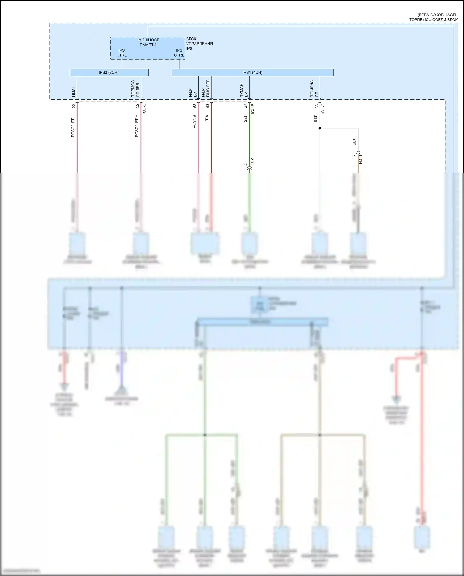 K5 Kia III (2019-2023): Электросхема блока предохранителей реле (2 из 10) 