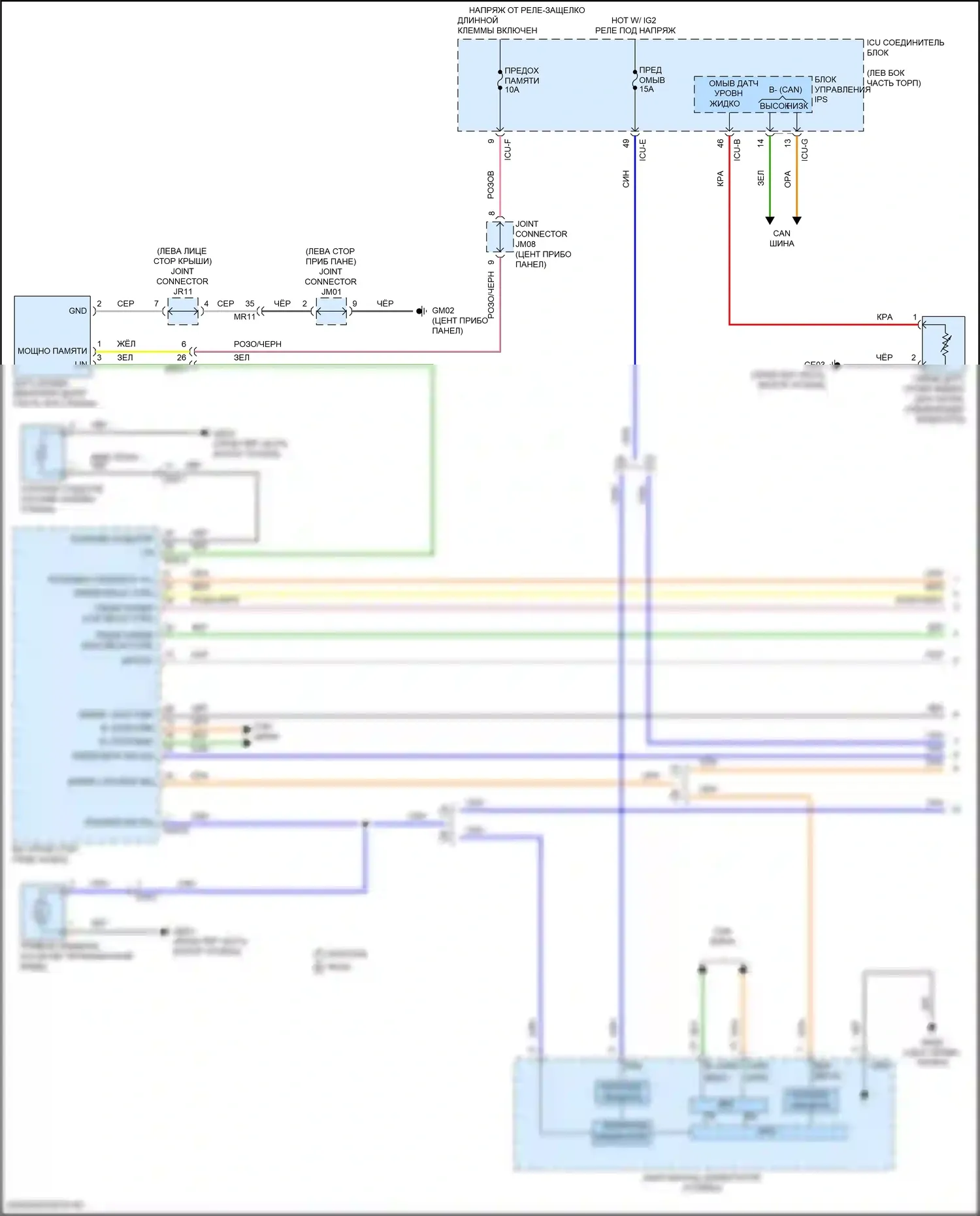 K5 Kia III (2019-2023): Дворники и омыватели электросхема (1 из 2) 
