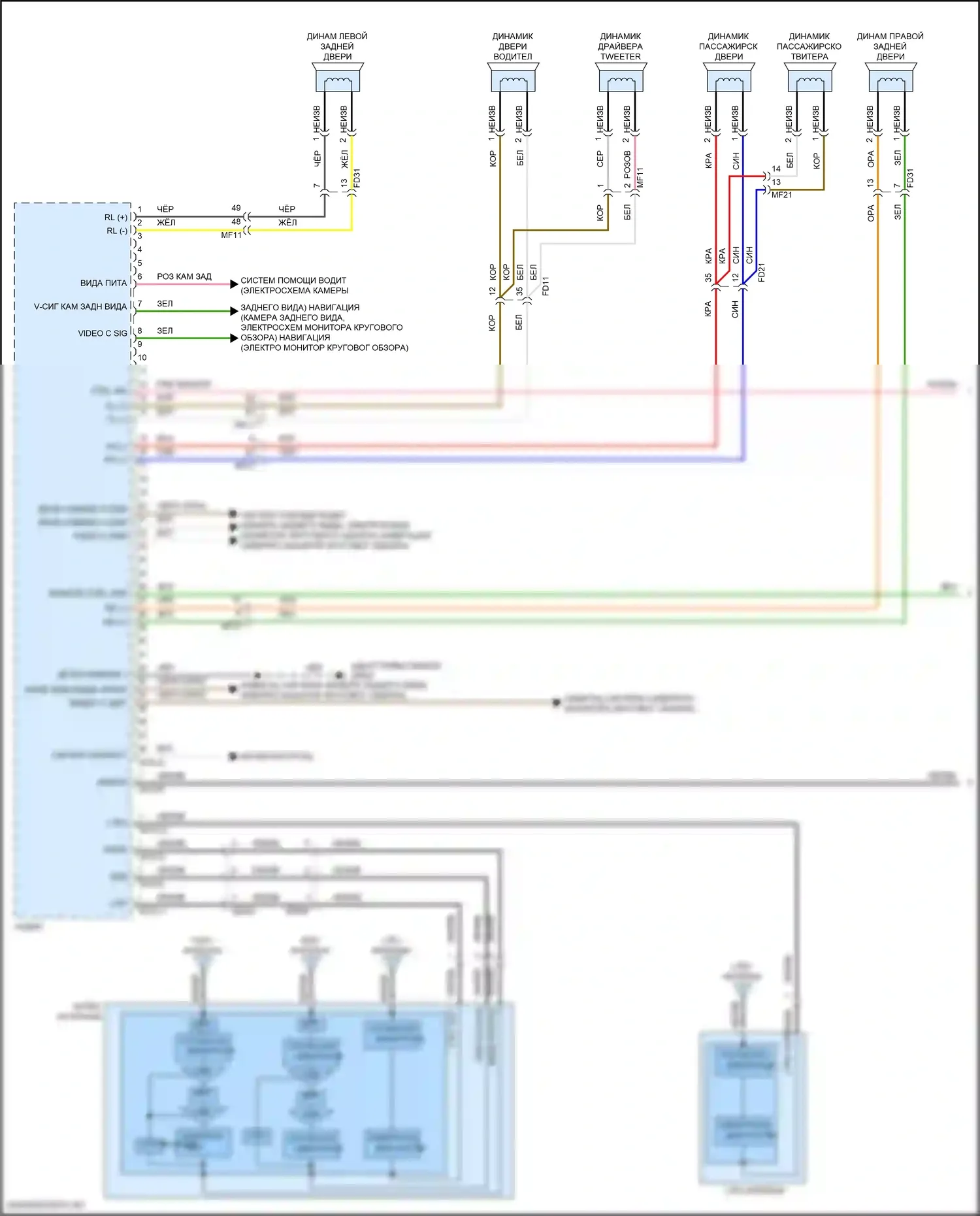 K5 Kia III (2019-2023): Электросхема радиопровода, без навигации и усилителя (1 из 3) 