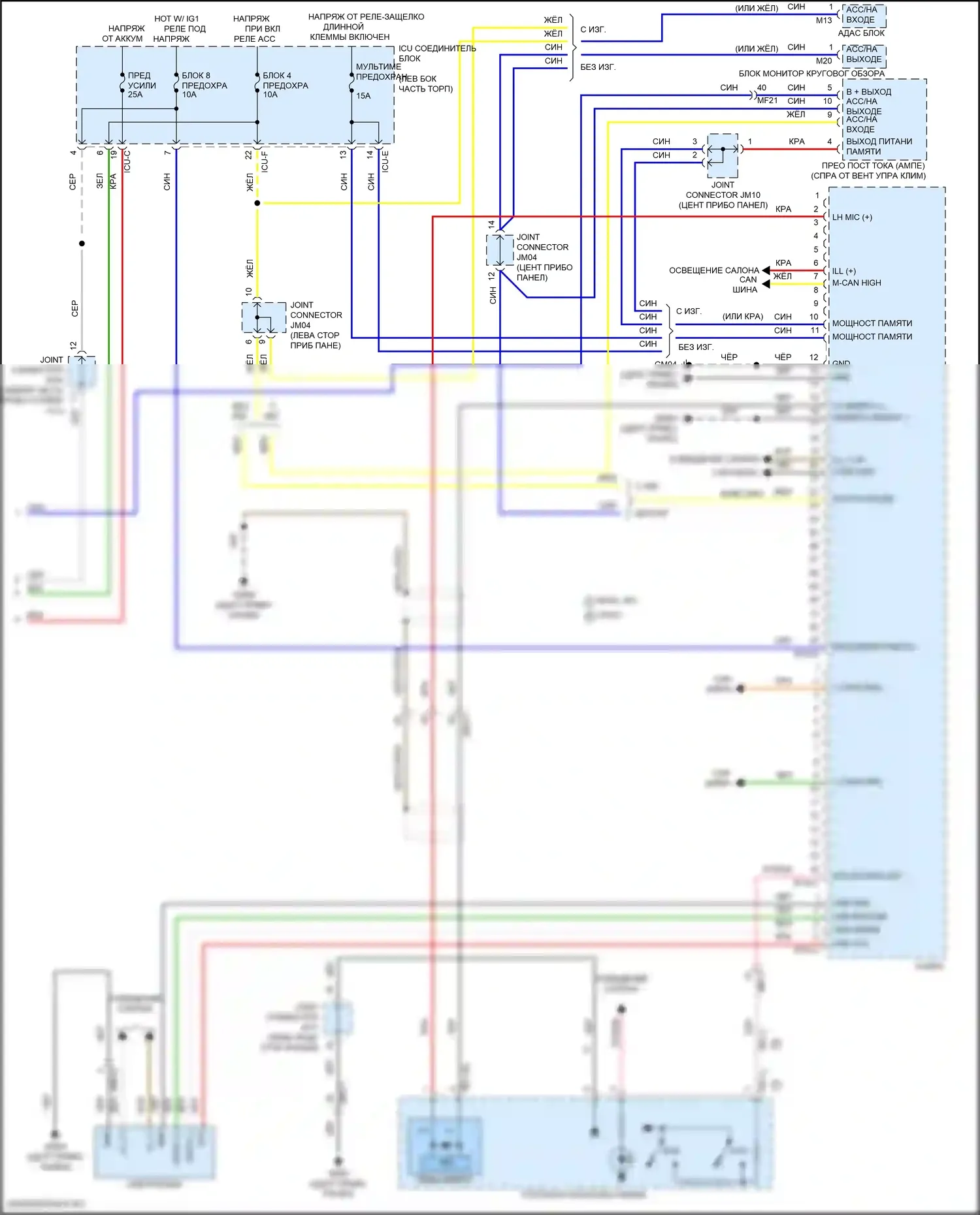 K5 Kia III (2019-2023): Электросхема радиопровода, без навигации, с усилителем (4 из 4) 